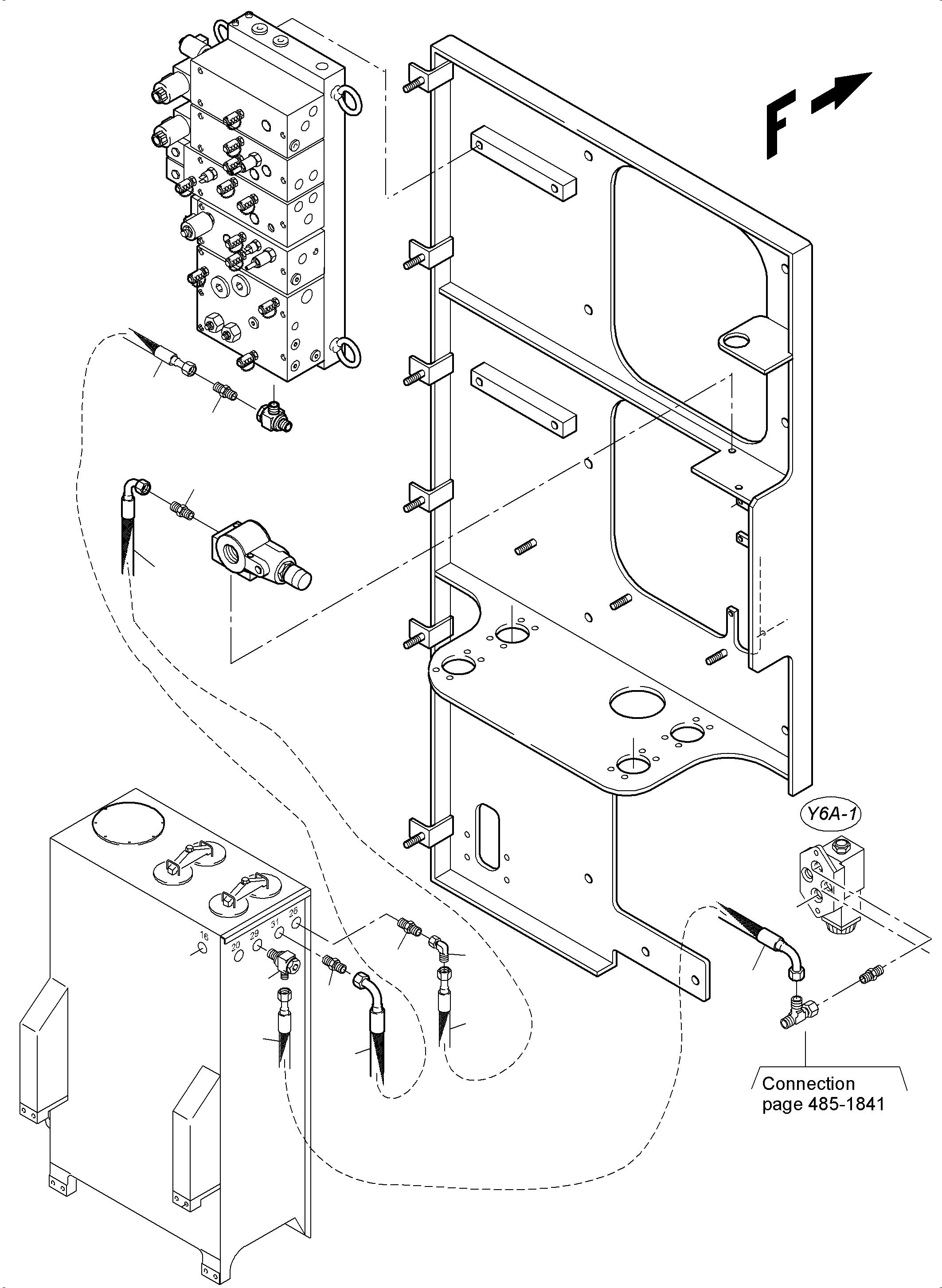 Komatsu parts book diagram for PC3000-6 S/N 46213: TANK LINES CONTROL- AND FILTER PLATE