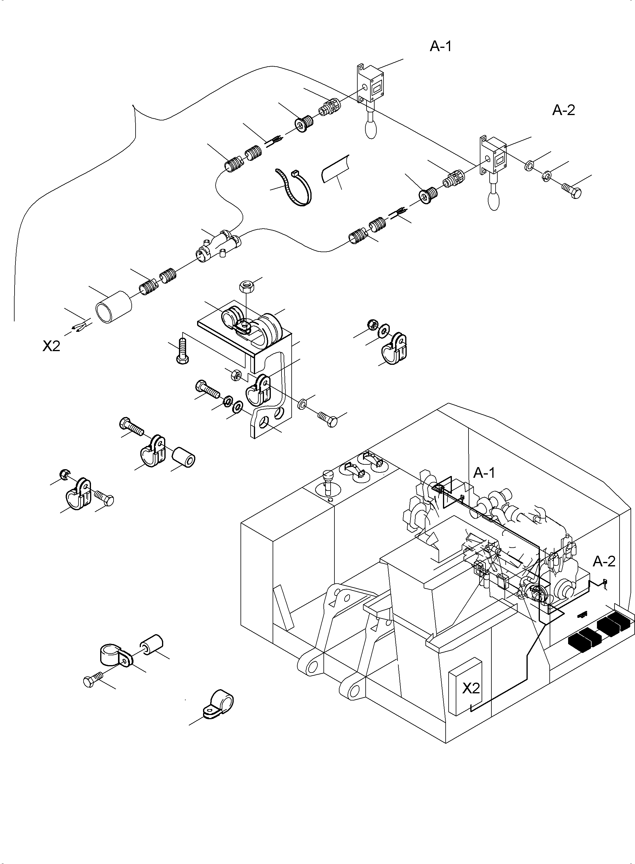 Komatsu parts book diagram for PC3000-6 S/N 46213: MOVEMENT SIGNAL INSTALLATION - EMERGENCY STOP FROM FLOOR