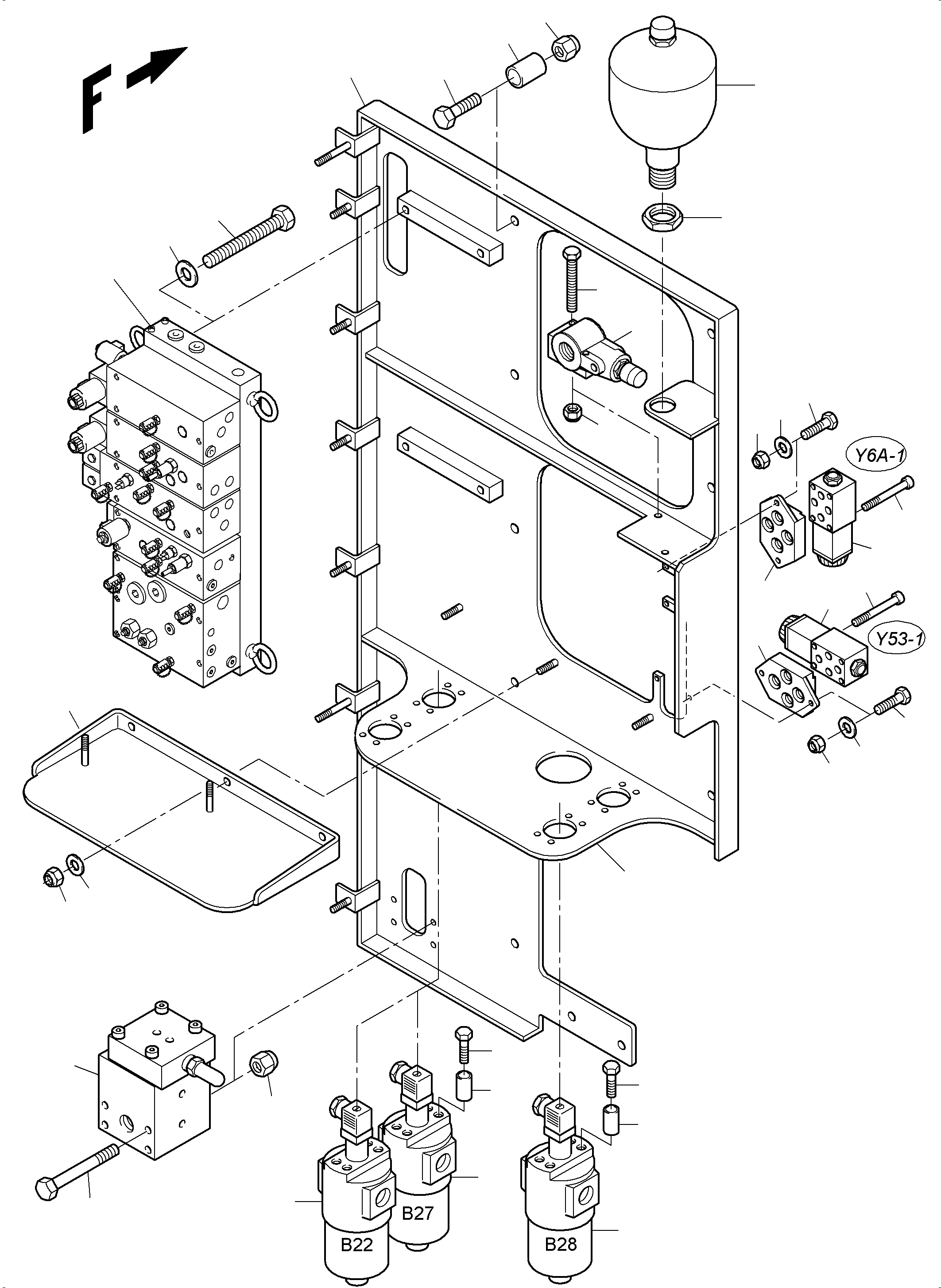 Komatsu parts book diagram for PC3000-6 S/N 46213: CONTROL- AND FILTER PLATE