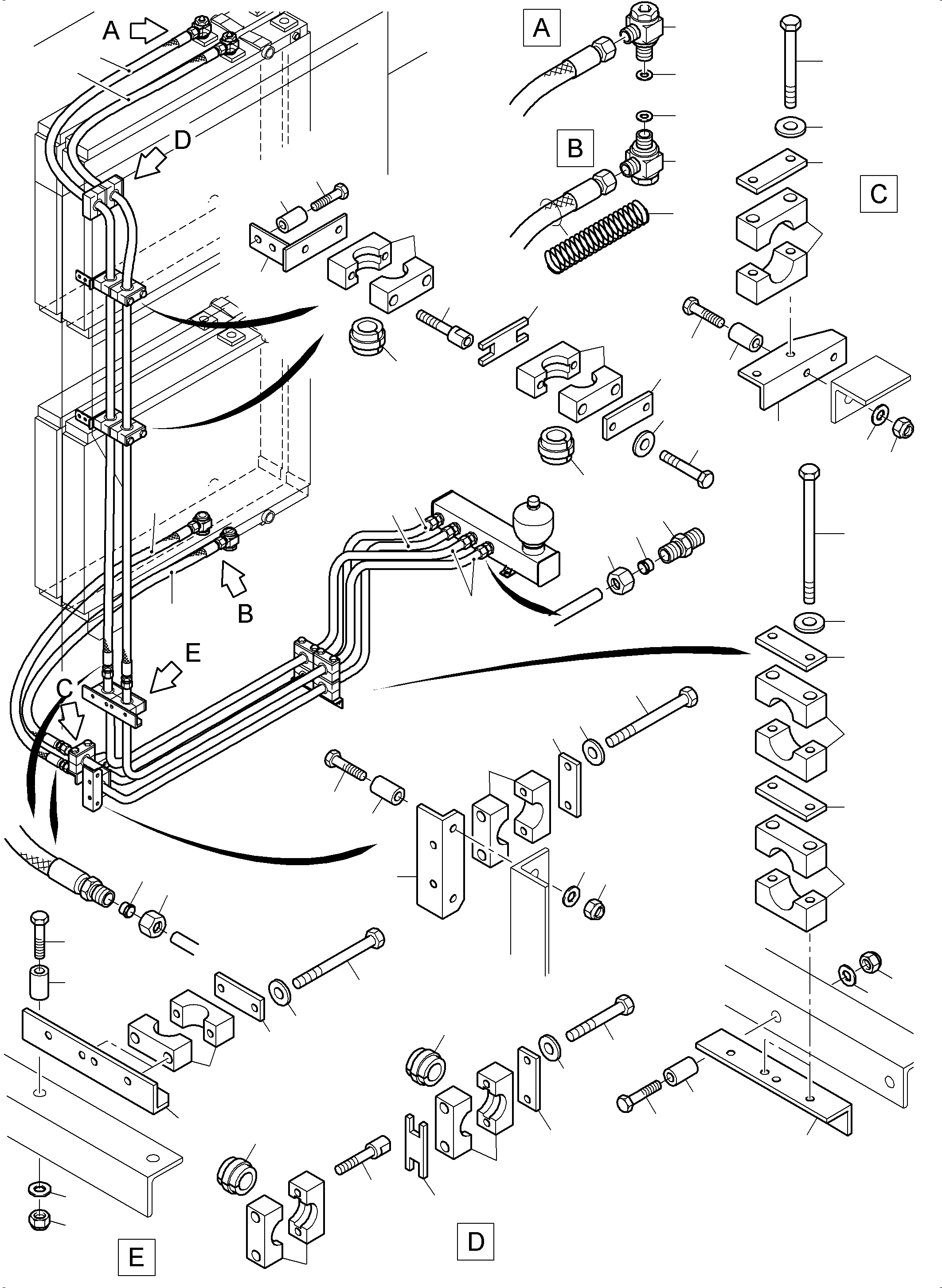 Komatsu parts book diagram for PC3000-6 S/N 46224: OIL COOLER 55 DEG. - HOSES ASSY.