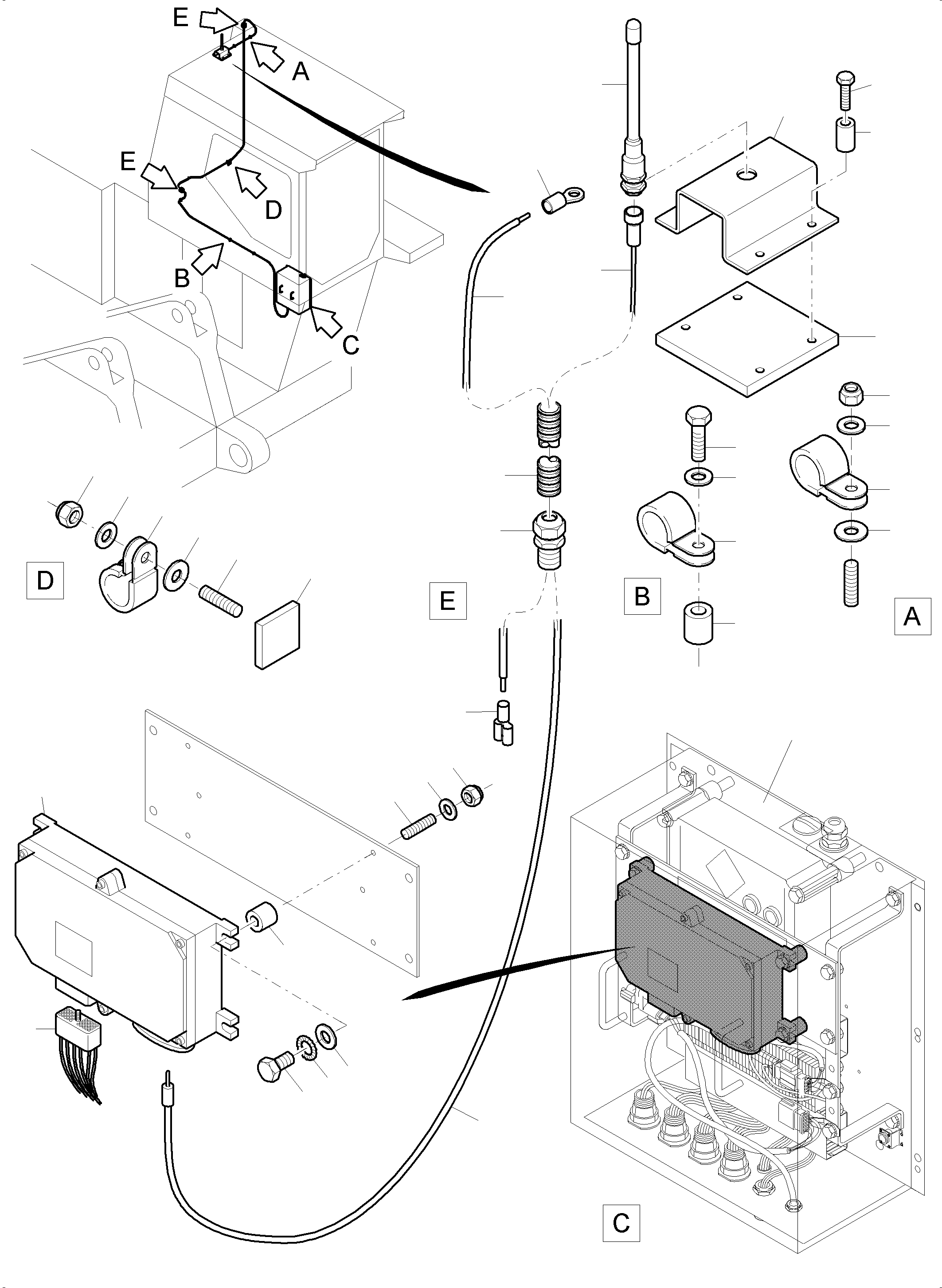 Komatsu parts book diagram for PC3000-6 S/N 46224: KOMTRAX - ARRANGEMENT
