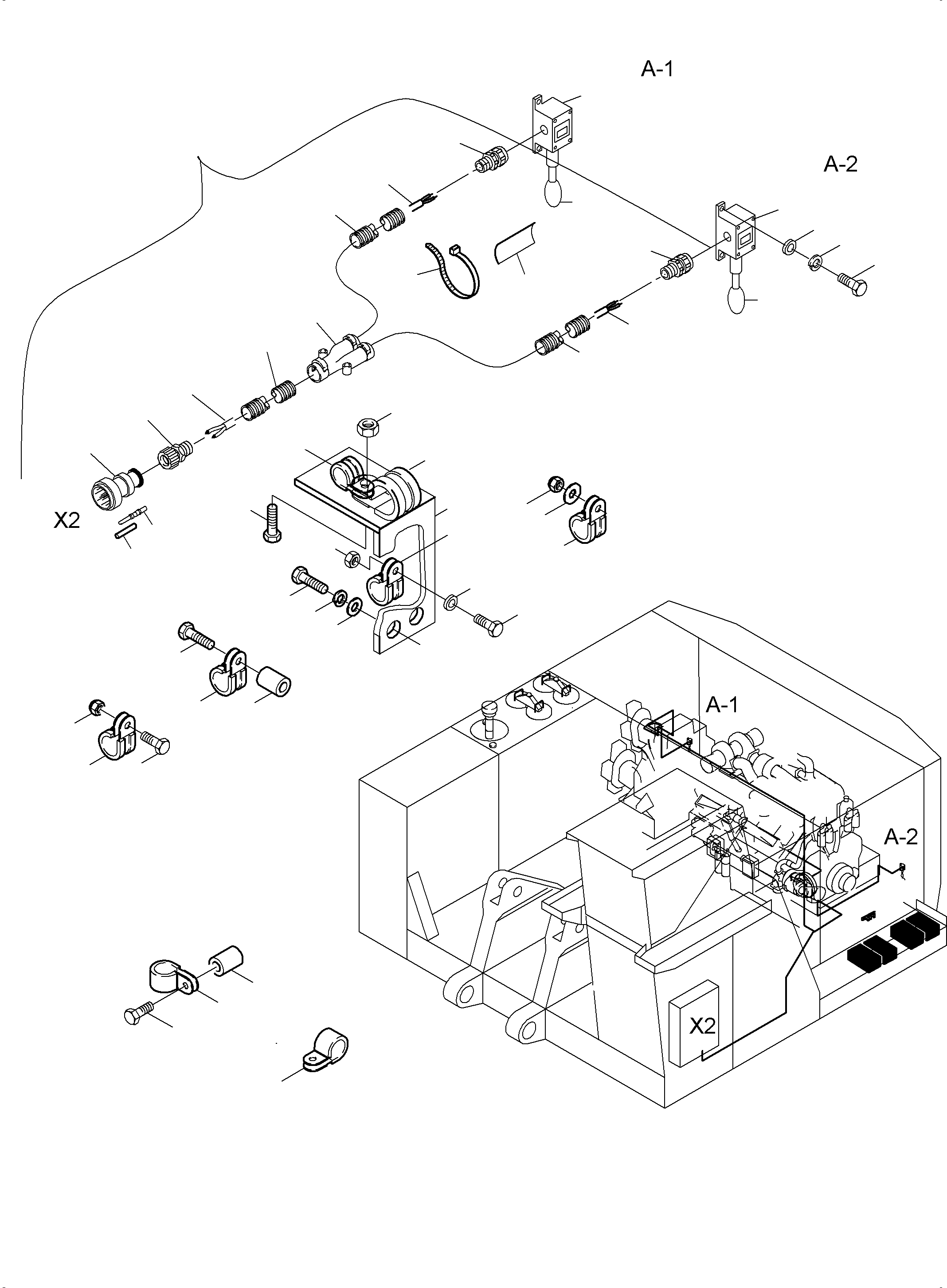 Komatsu parts book diagram for PC3000-6 S/N 46224: MOVEMENT SIGNAL INSTALLATION - EMERGENCY STOP FROM FLOOR