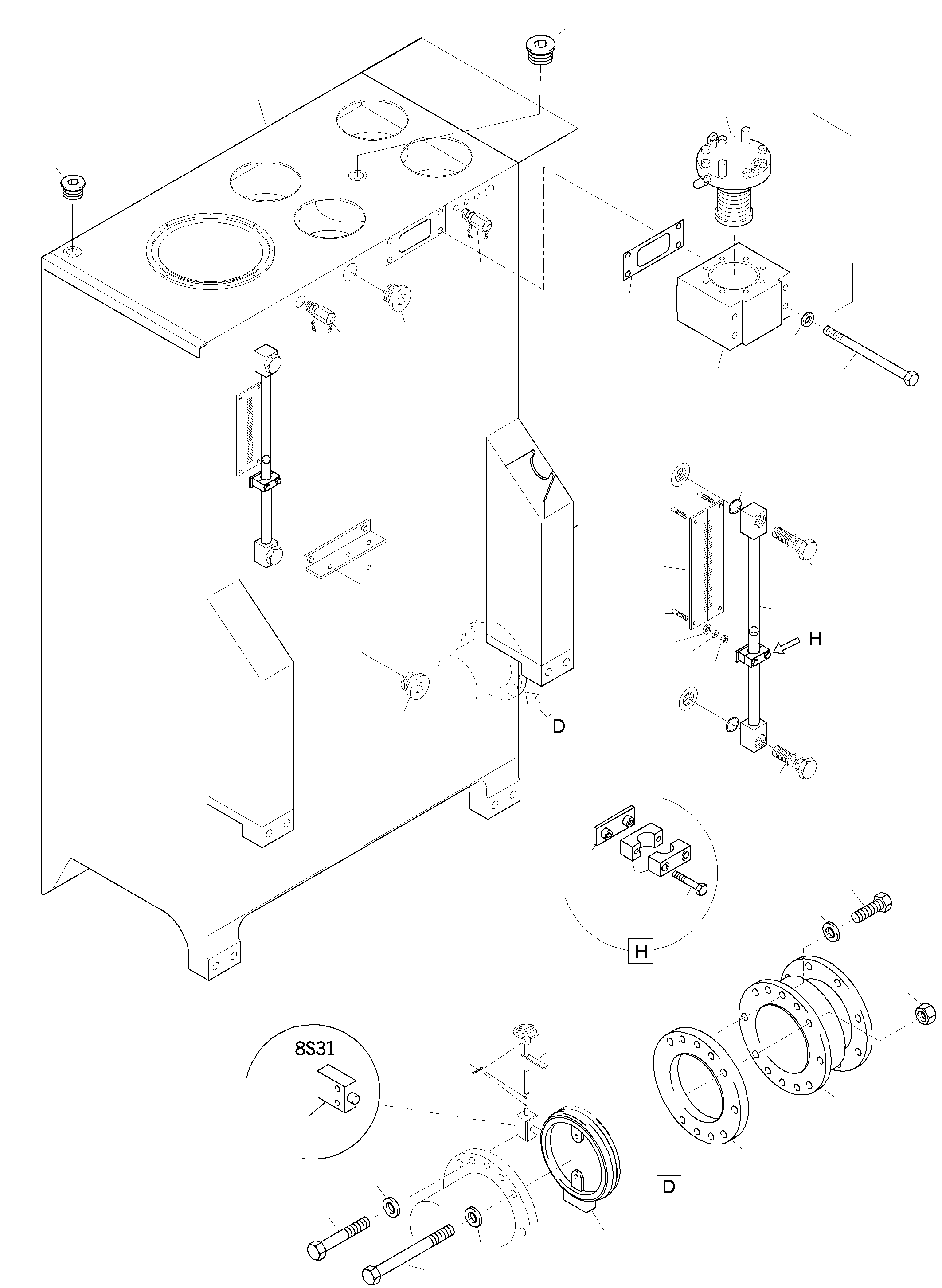 Komatsu parts book diagram for PC3000-6 S/N 46224: MAIN OIL TANK