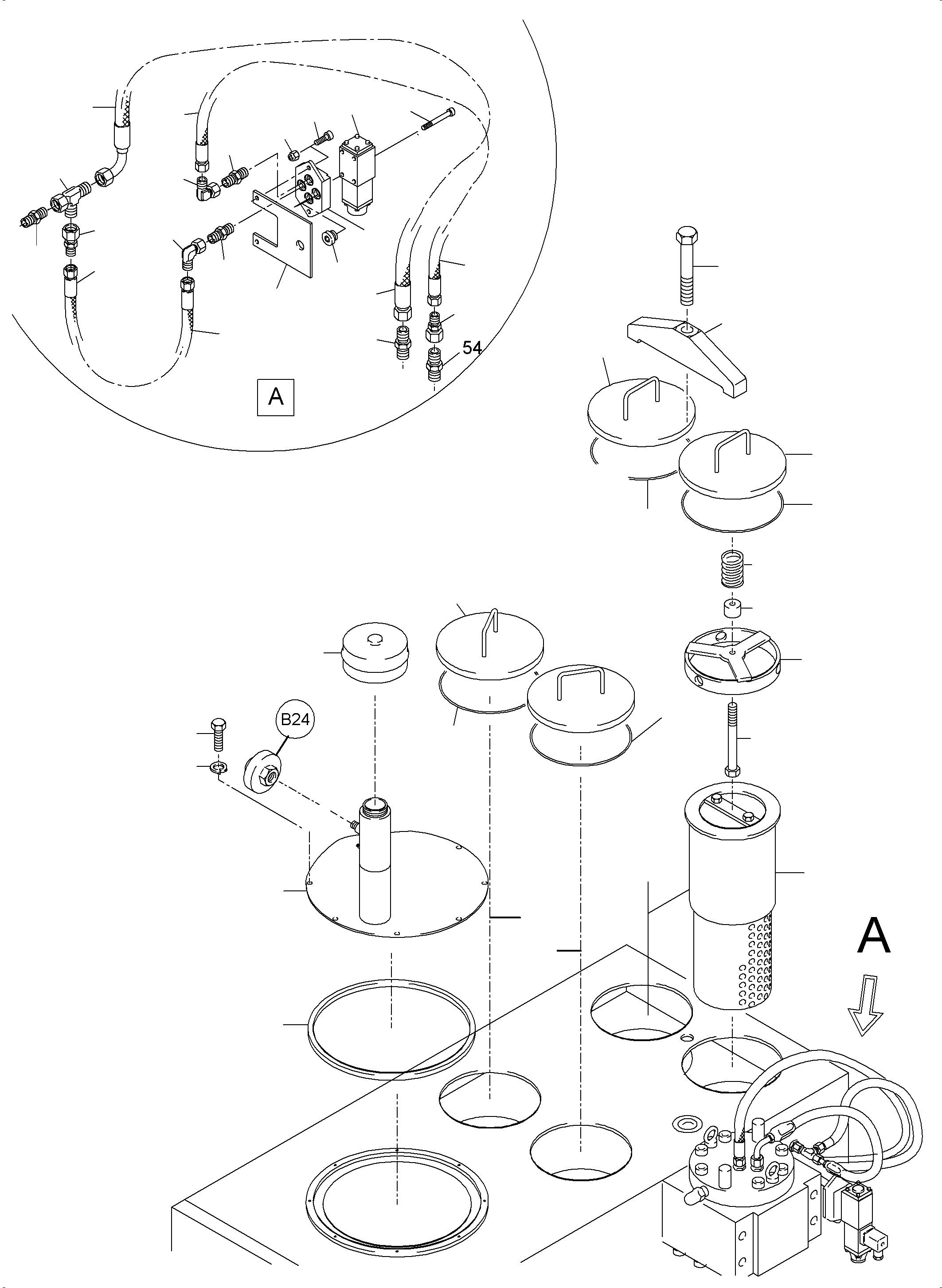 Komatsu parts book diagram for PC3000-6 S/N 46224: MAIN OIL TANK