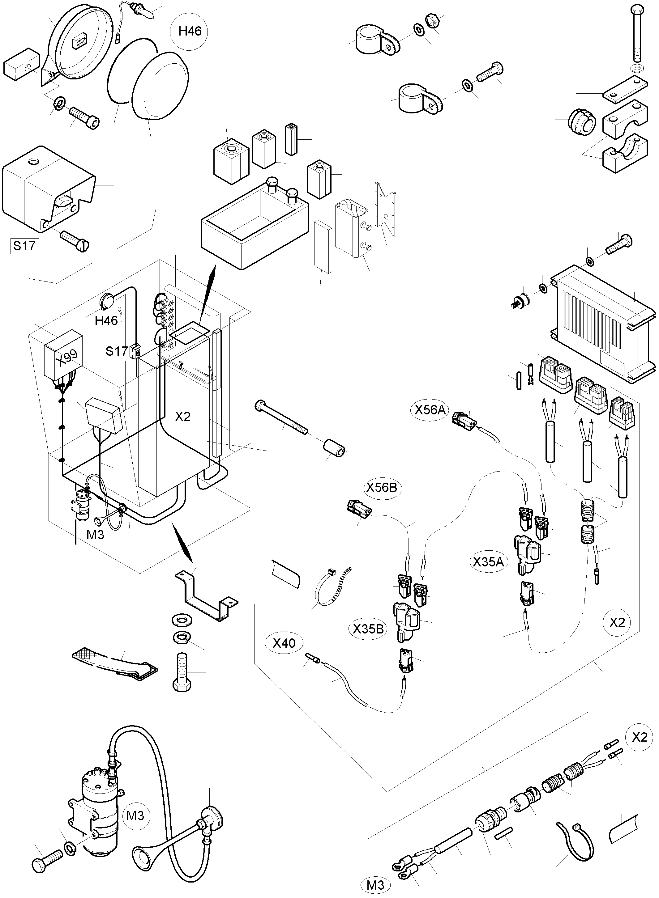Komatsu parts book diagram for PC3000-6 S/N 46224: ELECTRIC - CAB SUPPORT KOMTRAX