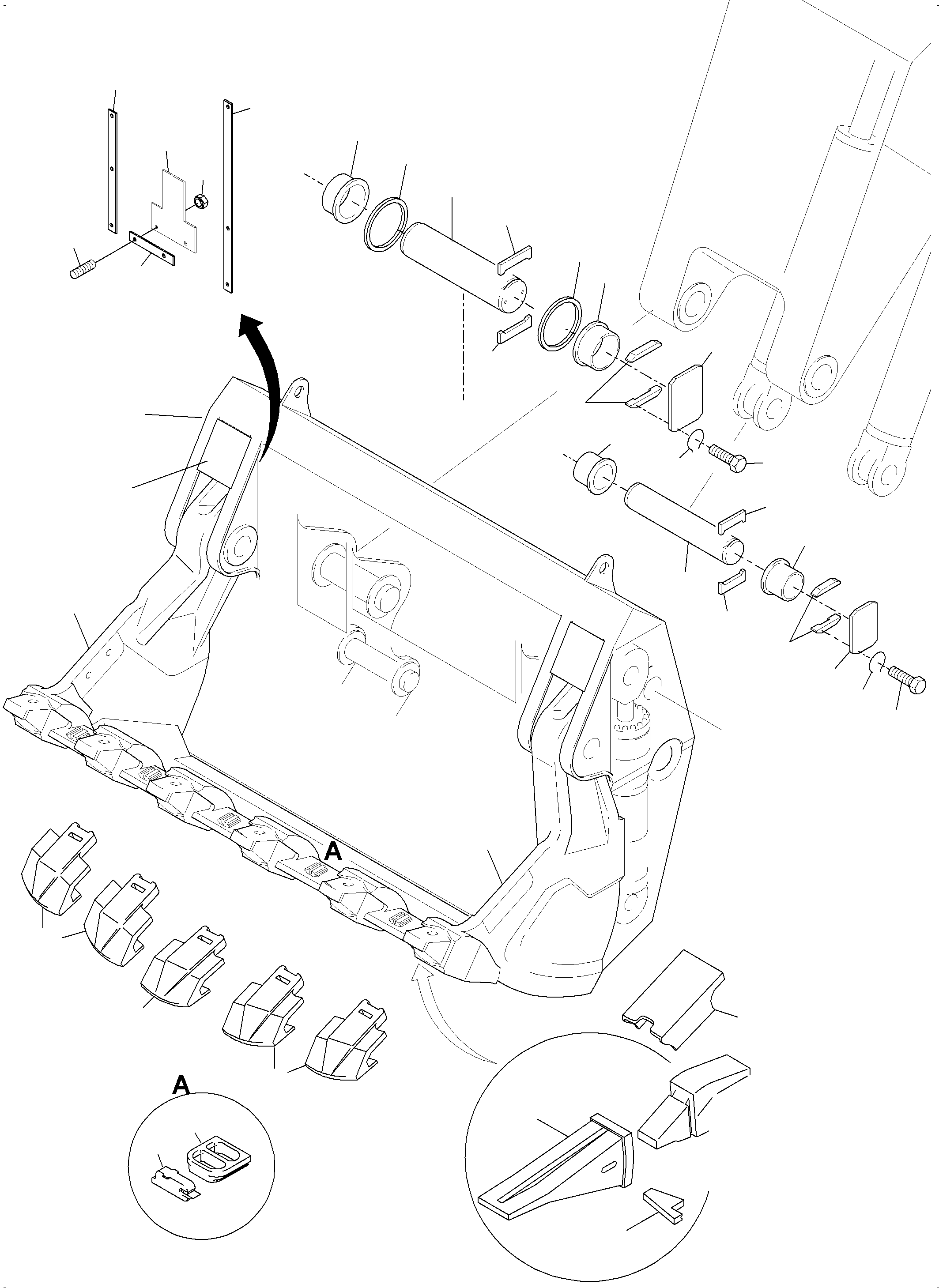 Komatsu parts book diagram for PC3000-6 S/N 46224: BULLCLAM BUCKET 16 CBM