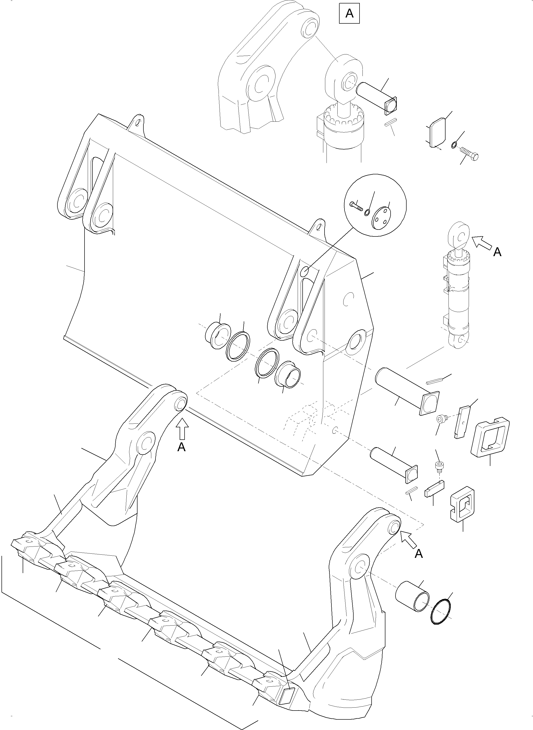 Komatsu parts book diagram for PC3000-6 S/N 46224: BULLCLAM BUCKET 16 CBM