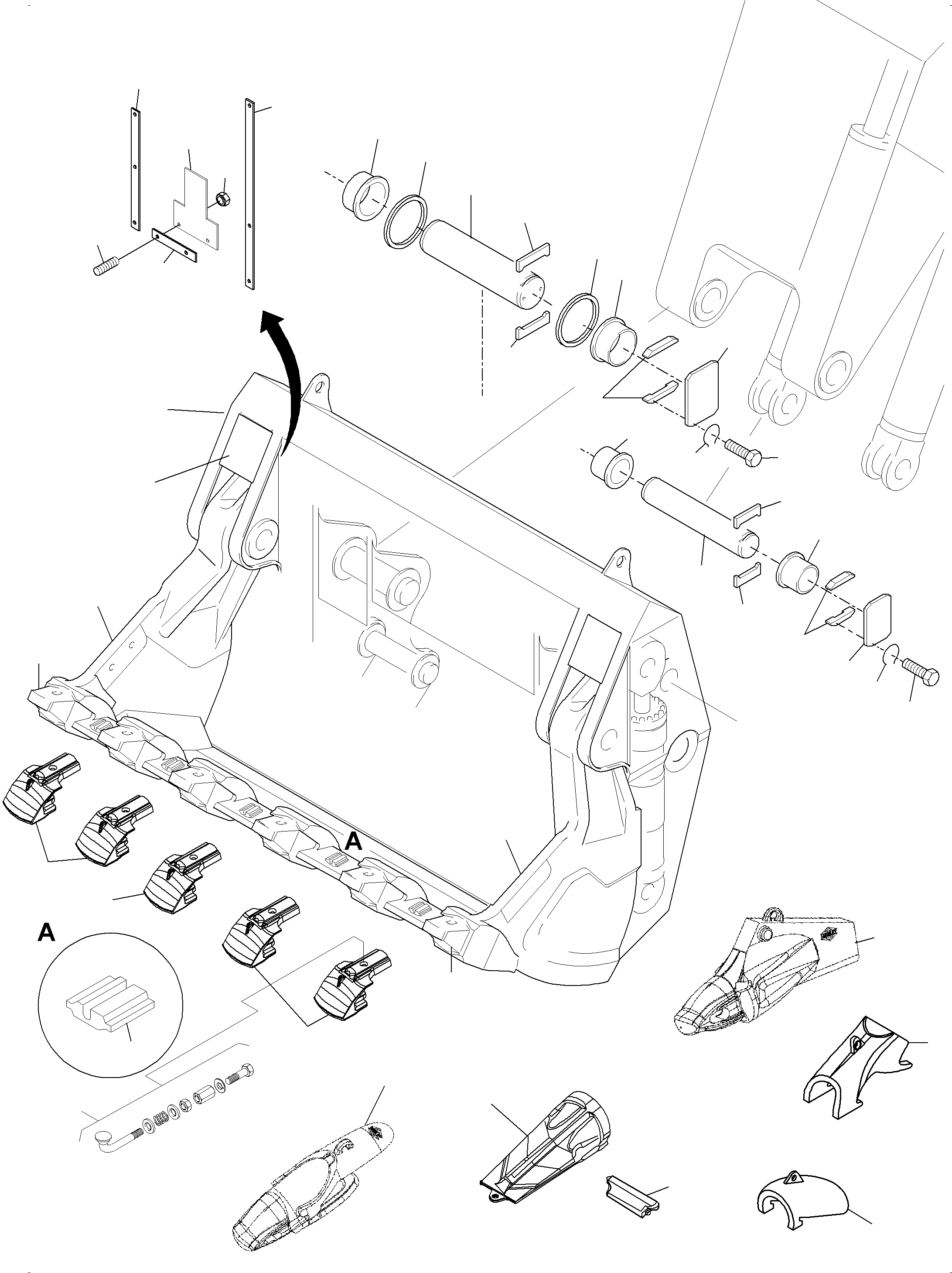 Komatsu parts book diagram for PC3000-6 S/N 46228: BULLCLAM BUCKET 15 CBM