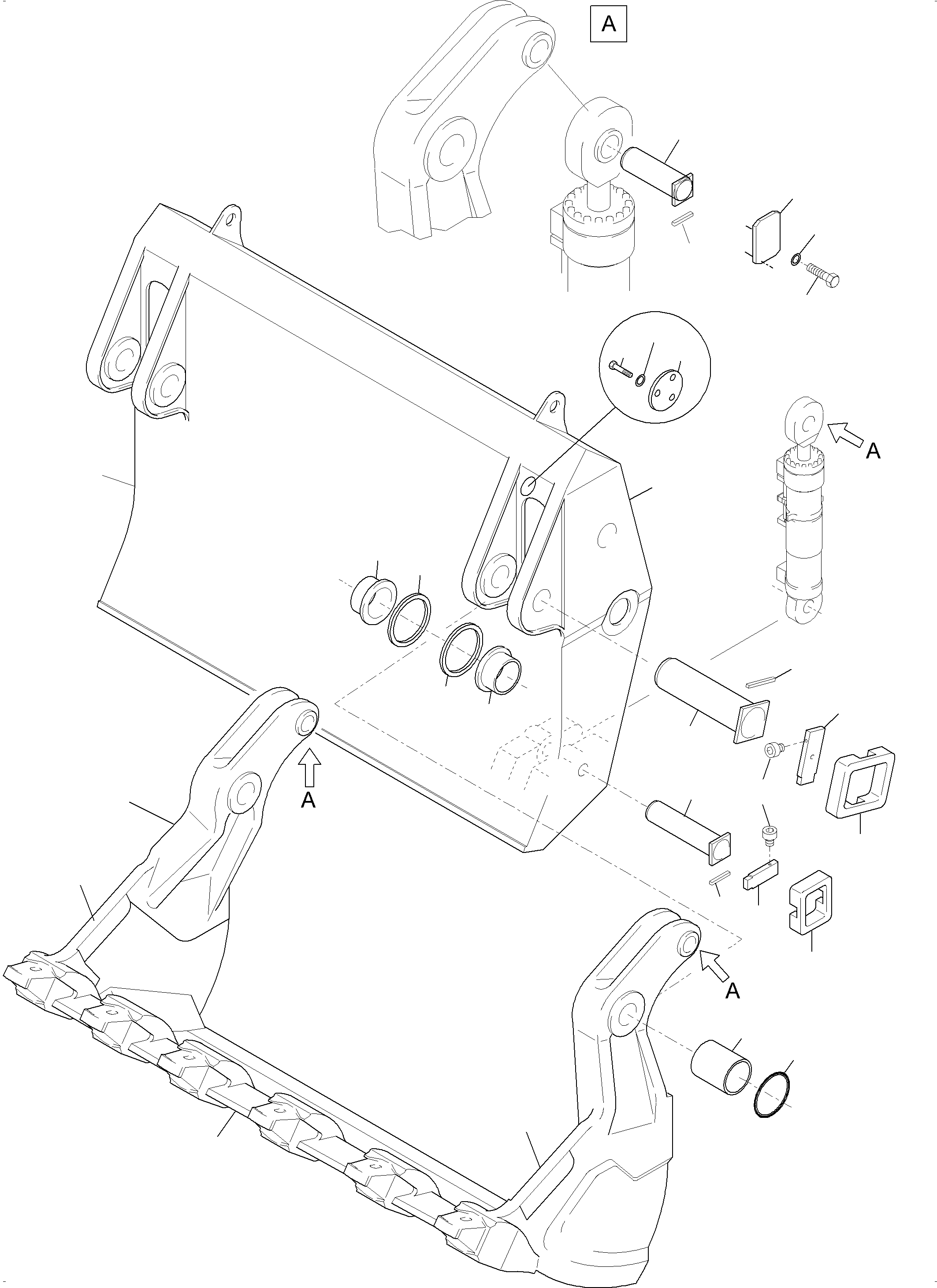 Komatsu parts book diagram for PC3000-6 S/N 46228: BULLCLAM BUCKET 15 CBM