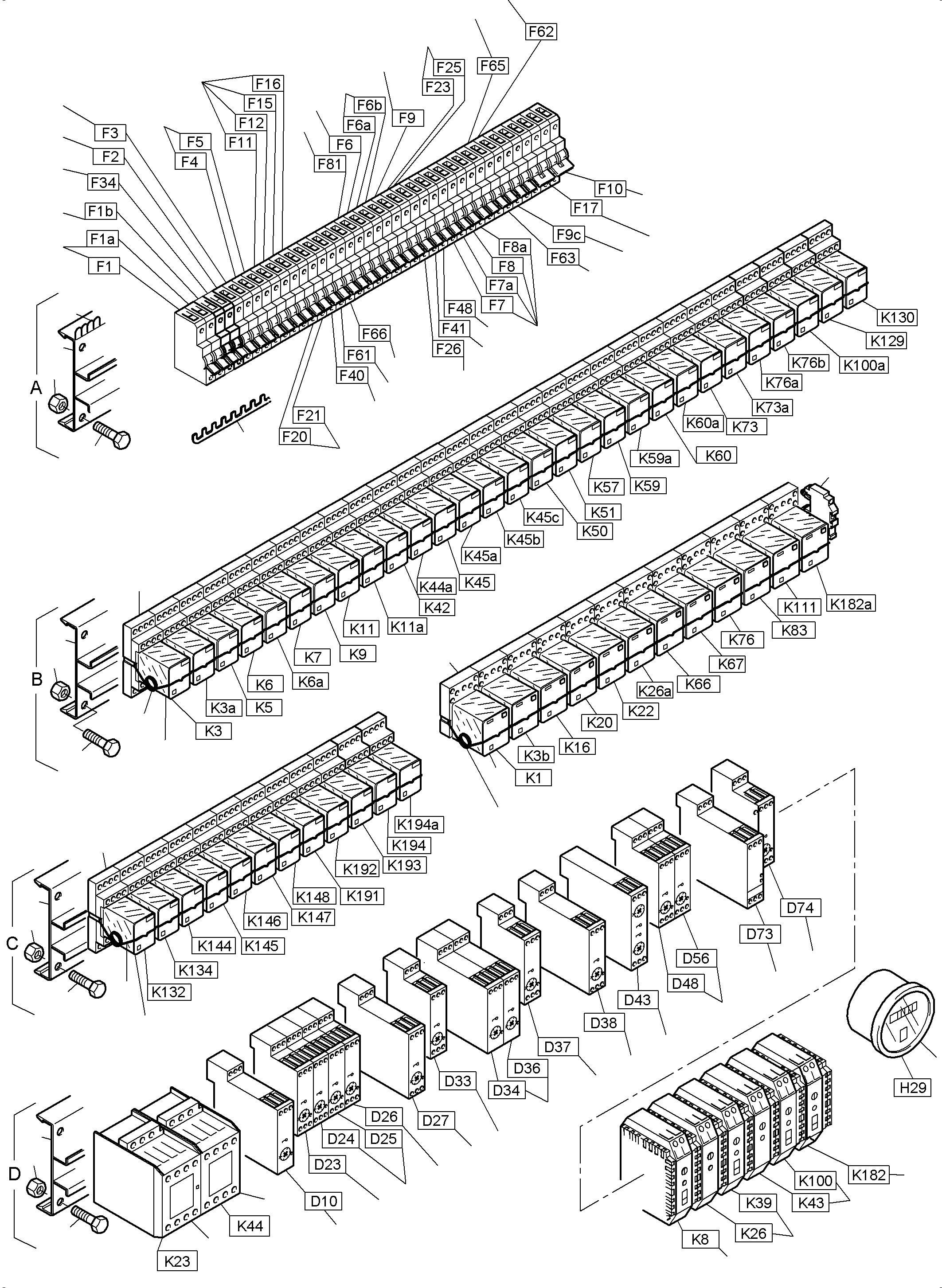 Komatsu parts book diagram for PC3000-6 S/N 46228: MAIN SWITCH BOX X2