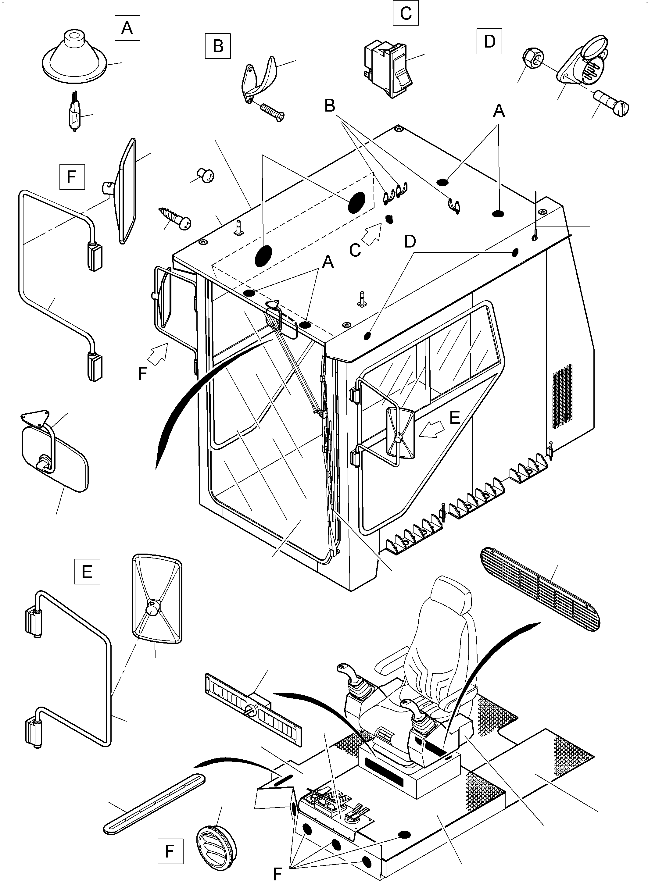 Komatsu parts book diagram for PC3000-6E S/N 46231: OPERATOR'S CAB