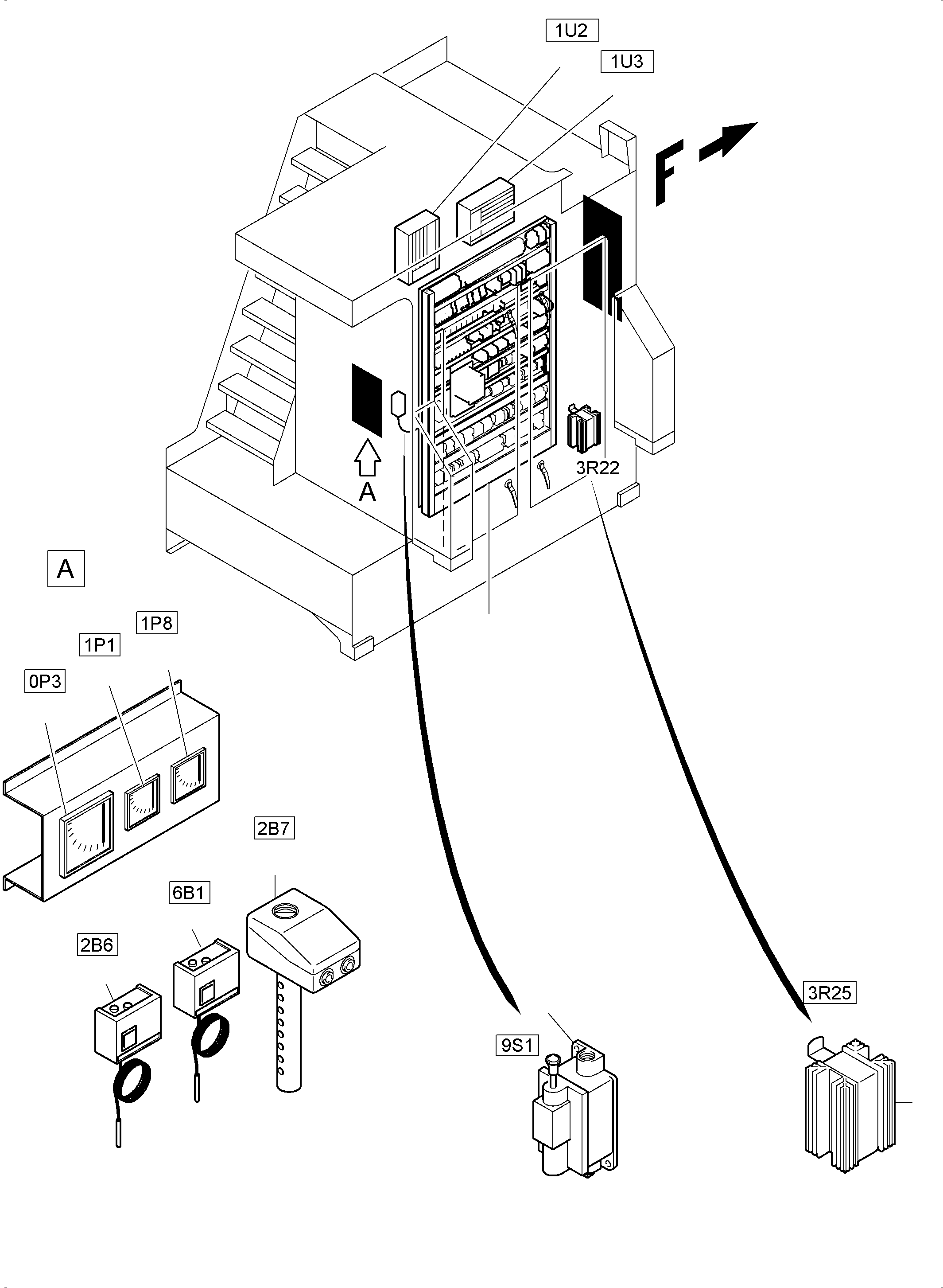 Komatsu parts book diagram for PC3000-6E S/N 46231: SWITCH CABINET
