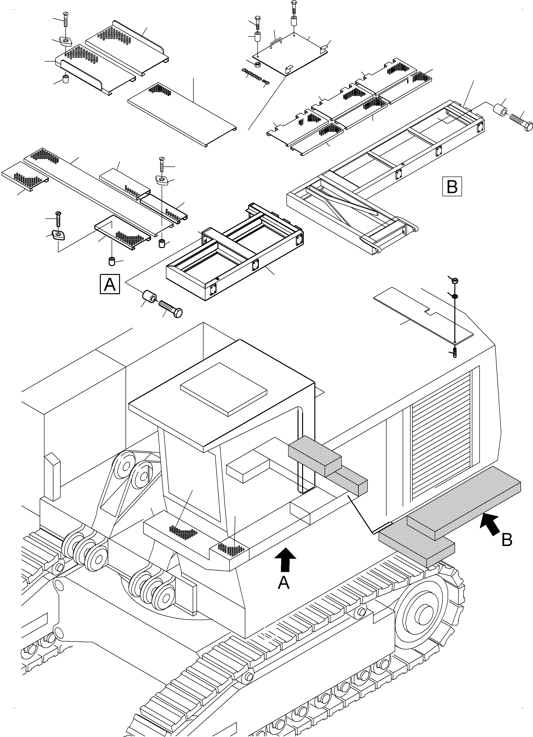 Komatsu parts book diagram for PC3000-6 S/N 46247: PLATFORM (WITH CATWALK FUEL TANK)