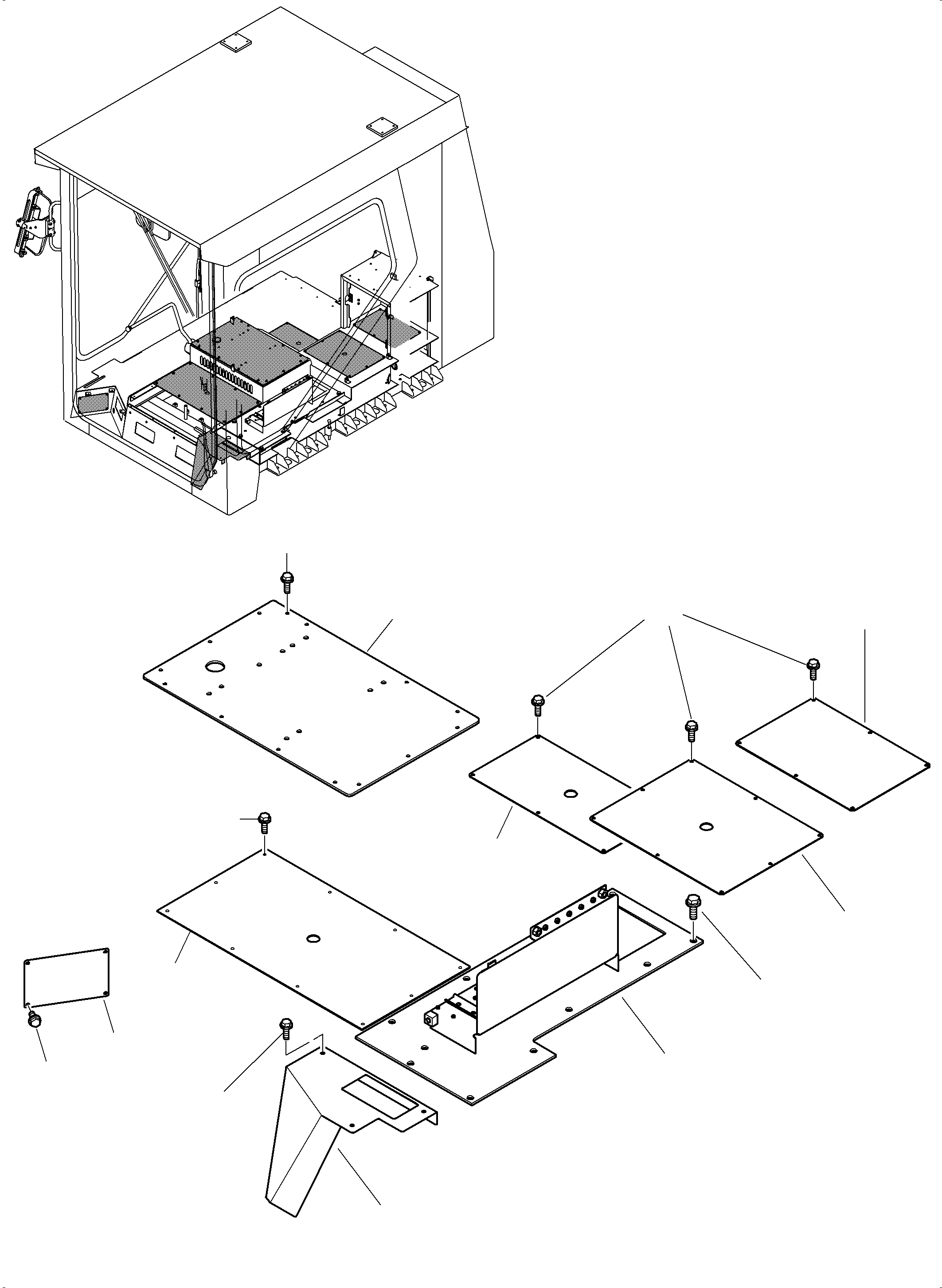 Komatsu parts book diagram for PC3000-6 S/N 46247: DRIVER'S CAB - COVERING