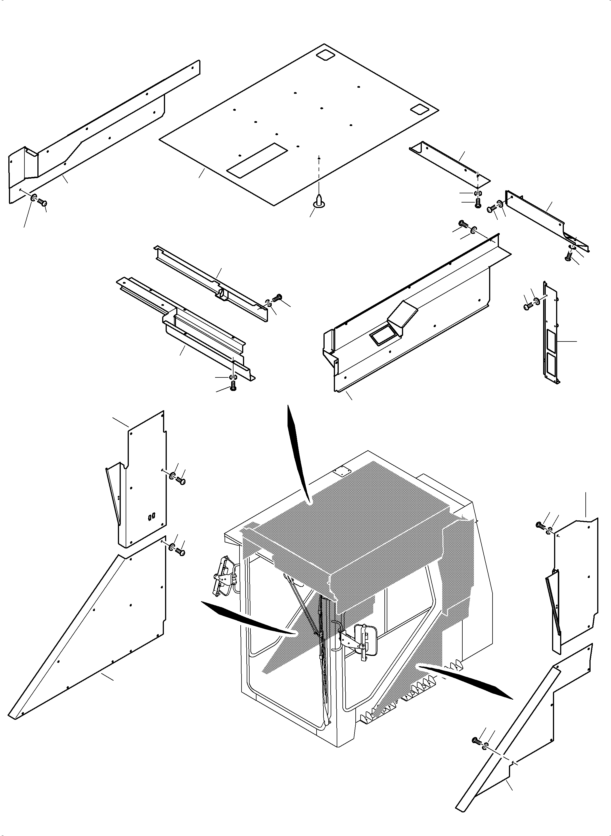 Komatsu parts book diagram for PC3000-6 S/N 46247: DRIVER'S CAB - COVERING
