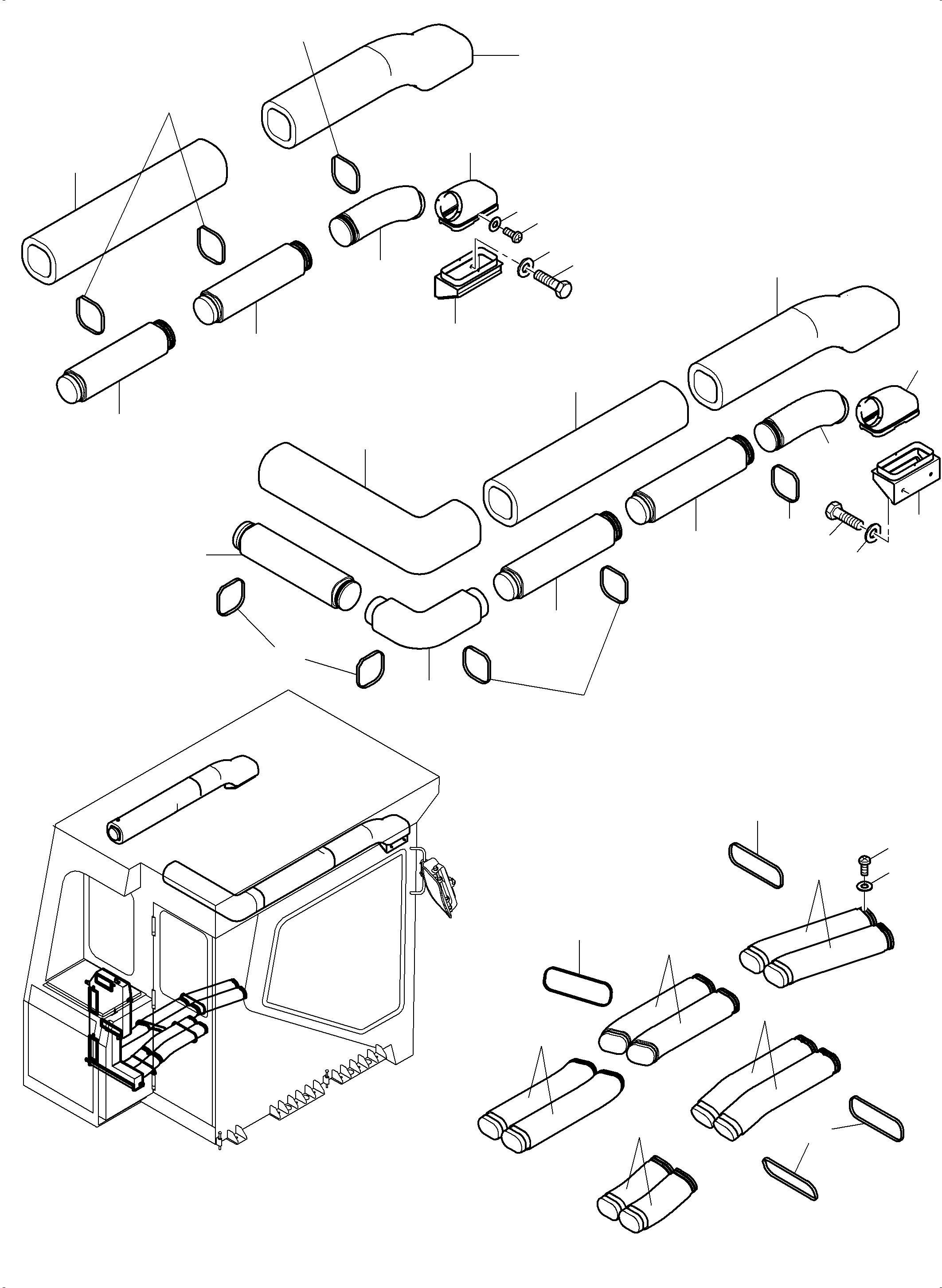 Komatsu parts book diagram for PC3000-6 S/N 46247: AIR CONDITIONING ARRANGEMENT