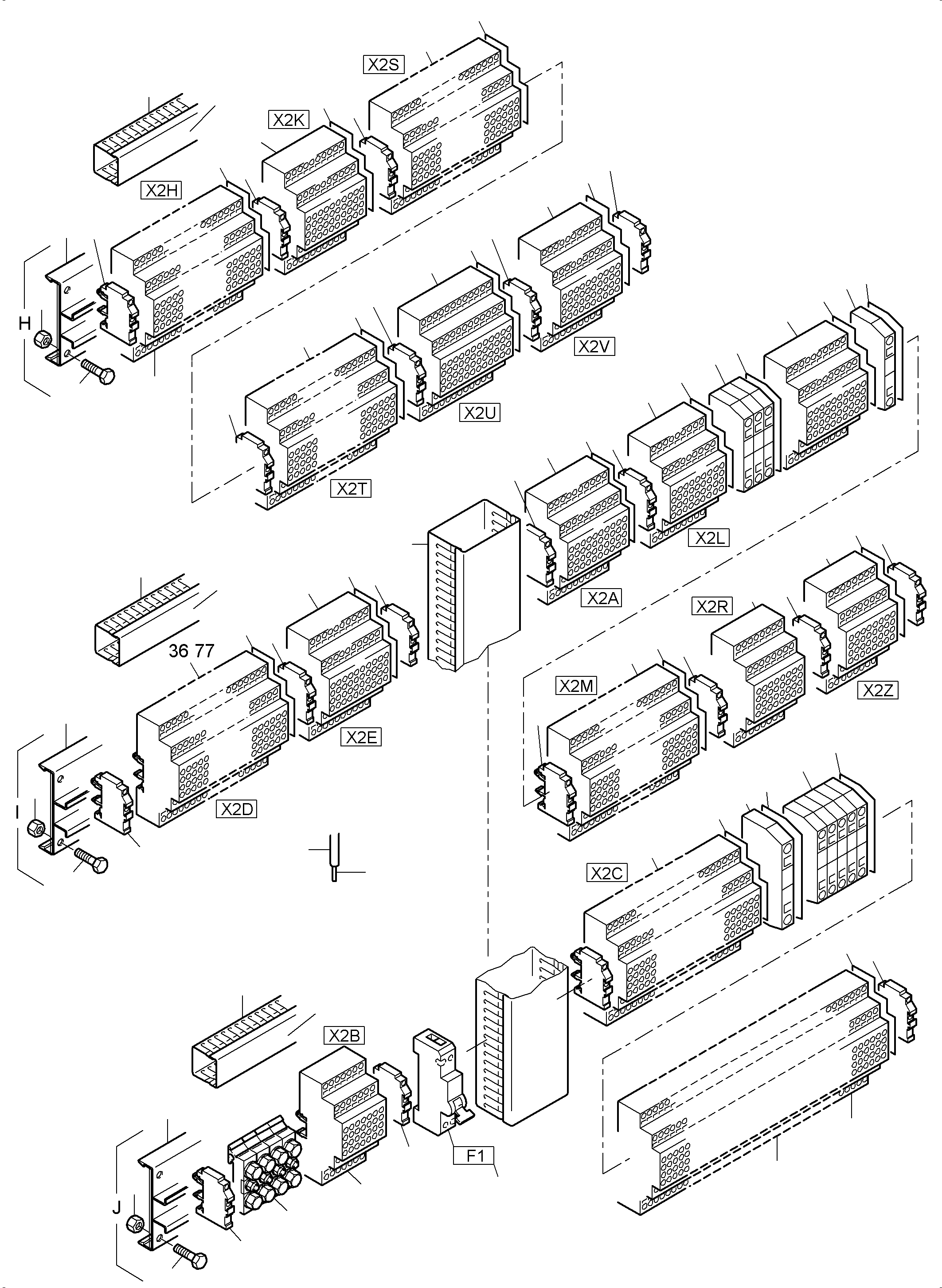 Komatsu parts book diagram for PC3000-6 S/N 46247: MAIN SWITCH BOX X2