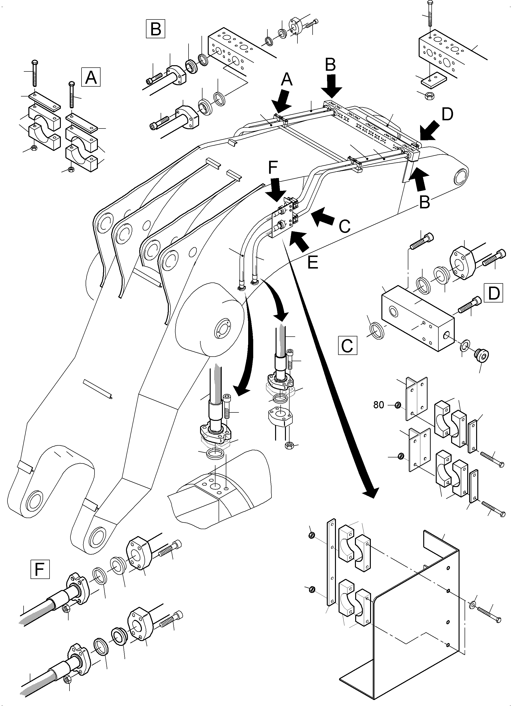 Komatsu parts book diagram for PC3000-6 S/N 46247: BACKHOE BOOM 8.6M