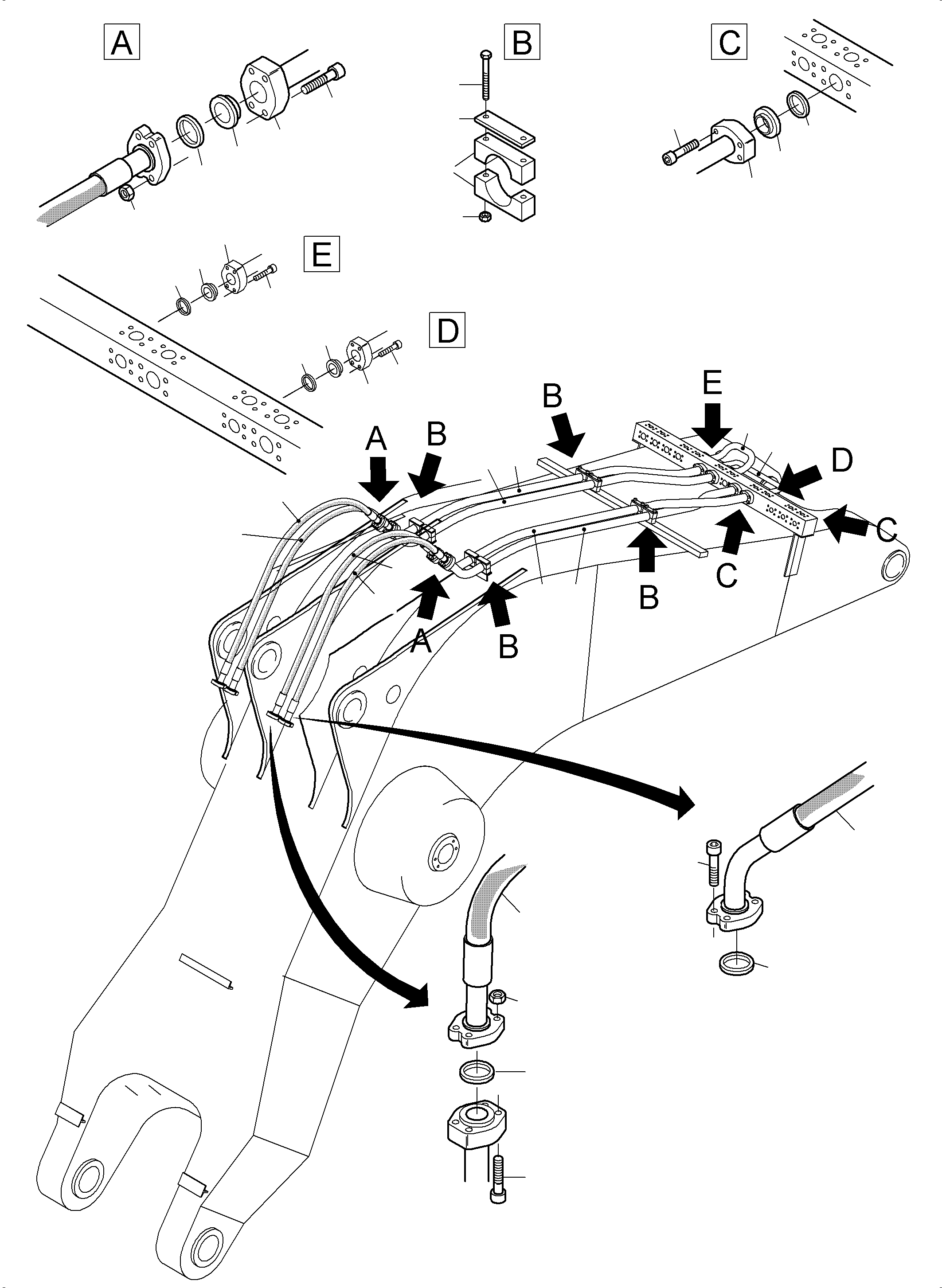 Komatsu parts book diagram for PC3000-6 S/N 46247: BACKHOE BOOM 8.6M
