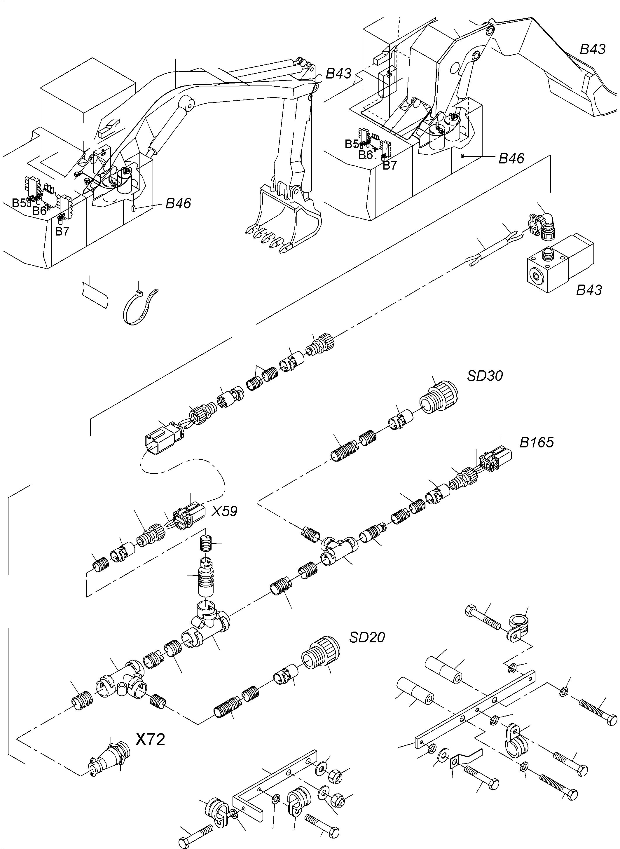 Komatsu parts book diagram for PC3000-6 S/N 46247: ELECTRICAL PARTS LUBRICATION