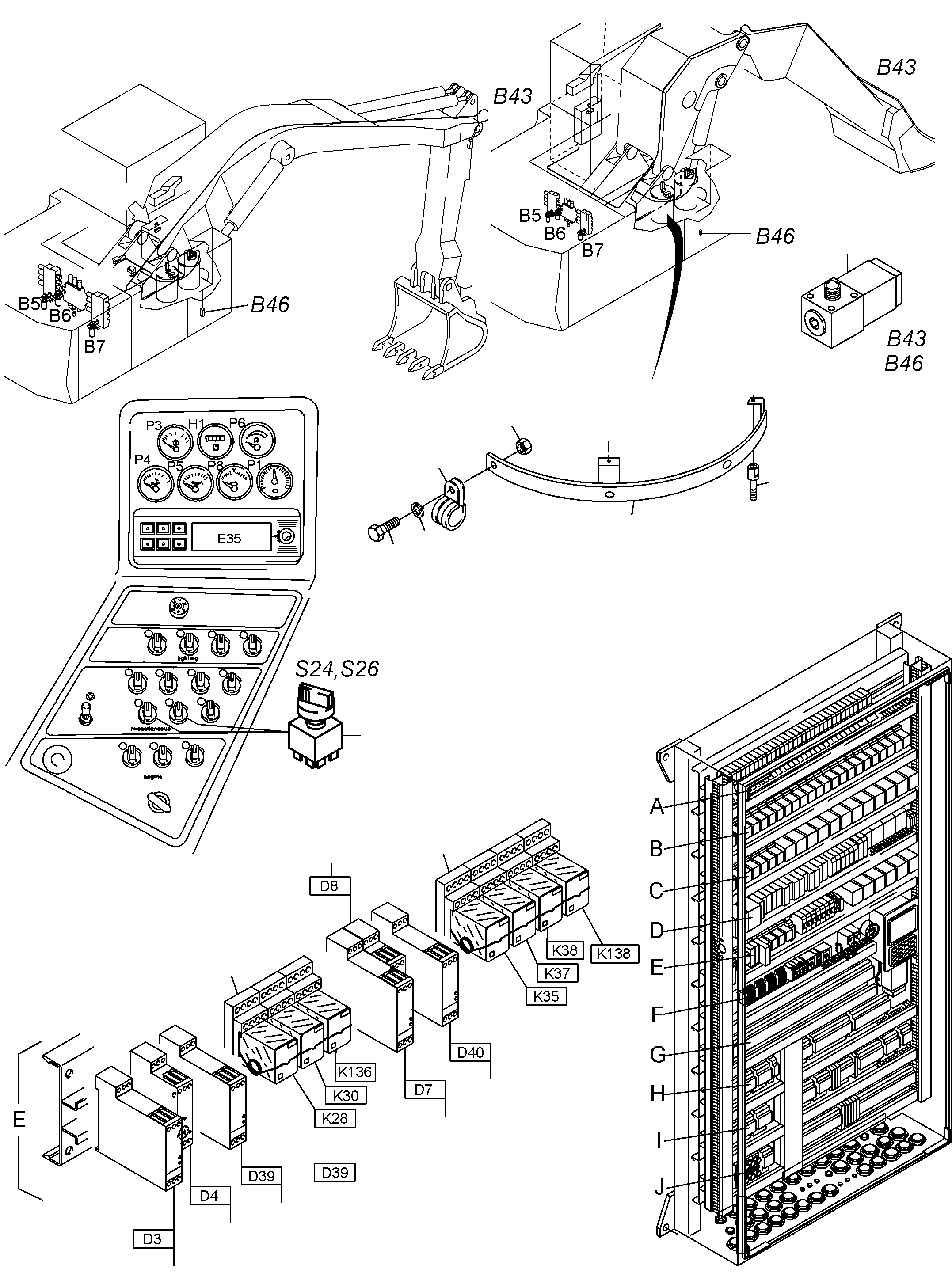 Komatsu parts book diagram for PC3000-6 S/N 46247: ELECTRICAL PARTS LUBRICATION