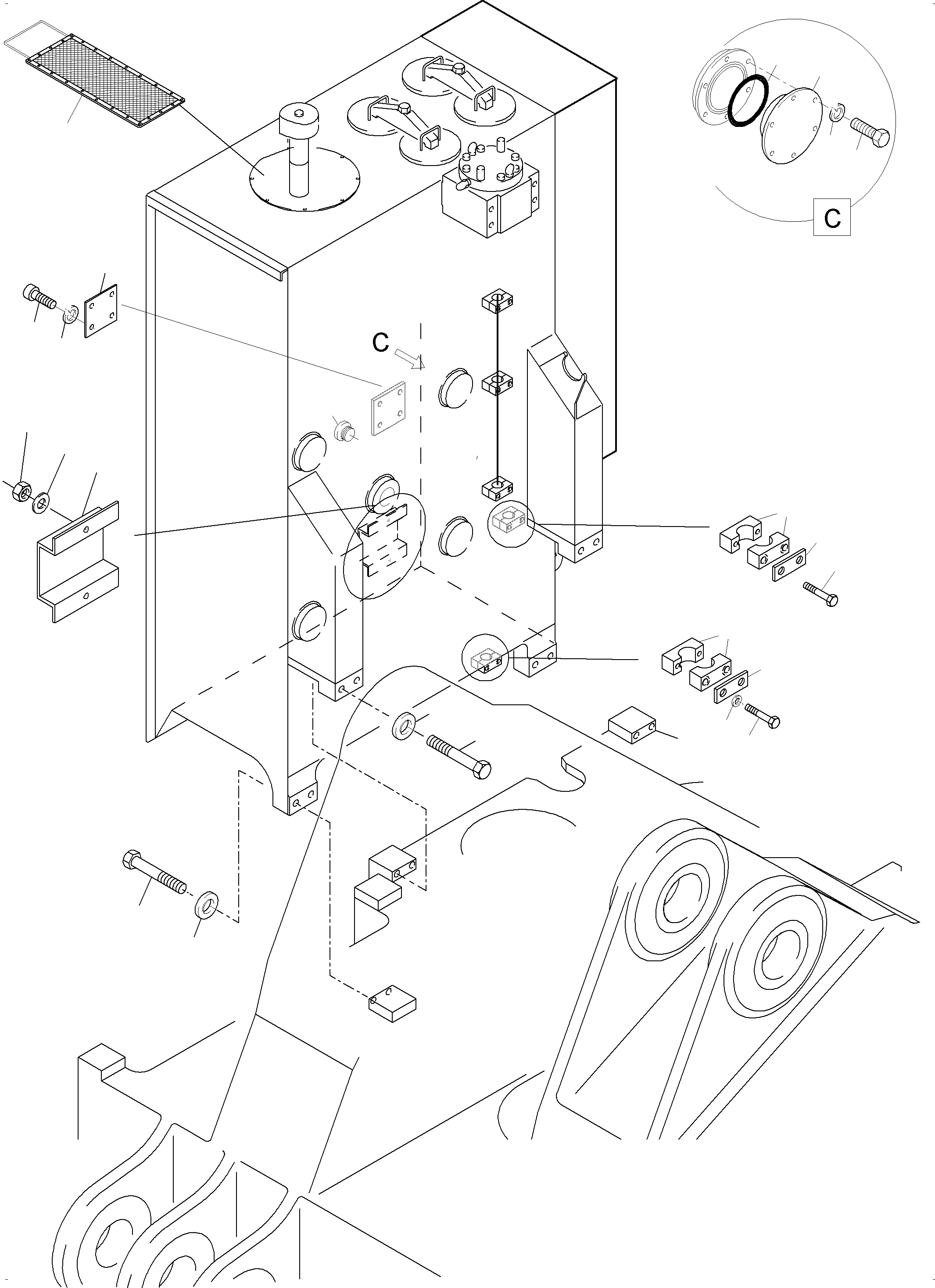 Komatsu parts book diagram for PC3000-6 S/N 46247: MAIN OIL TANK