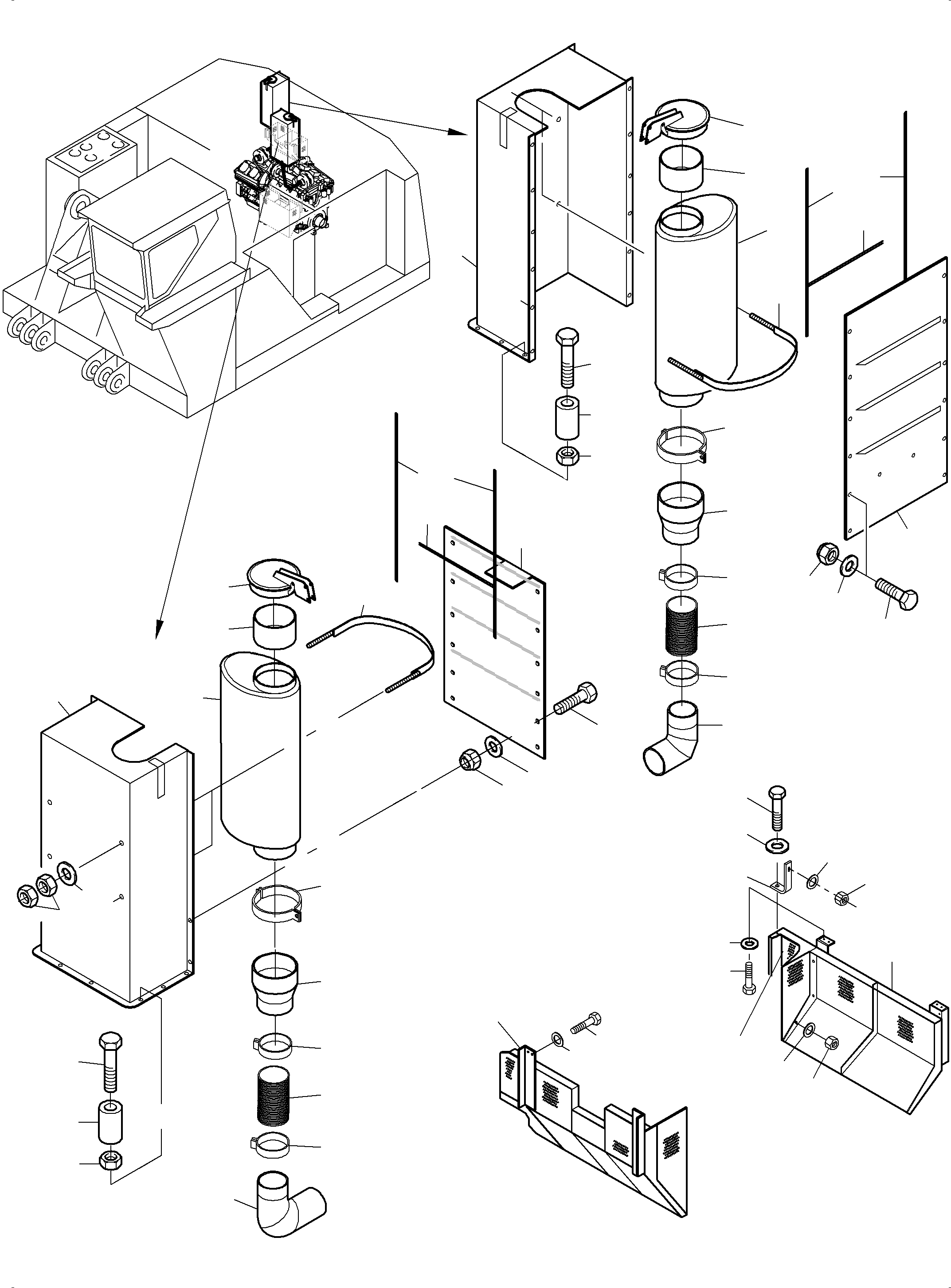 Komatsu parts book diagram for PC3000-6 S/N 46252: EXHAUST SYSTEM