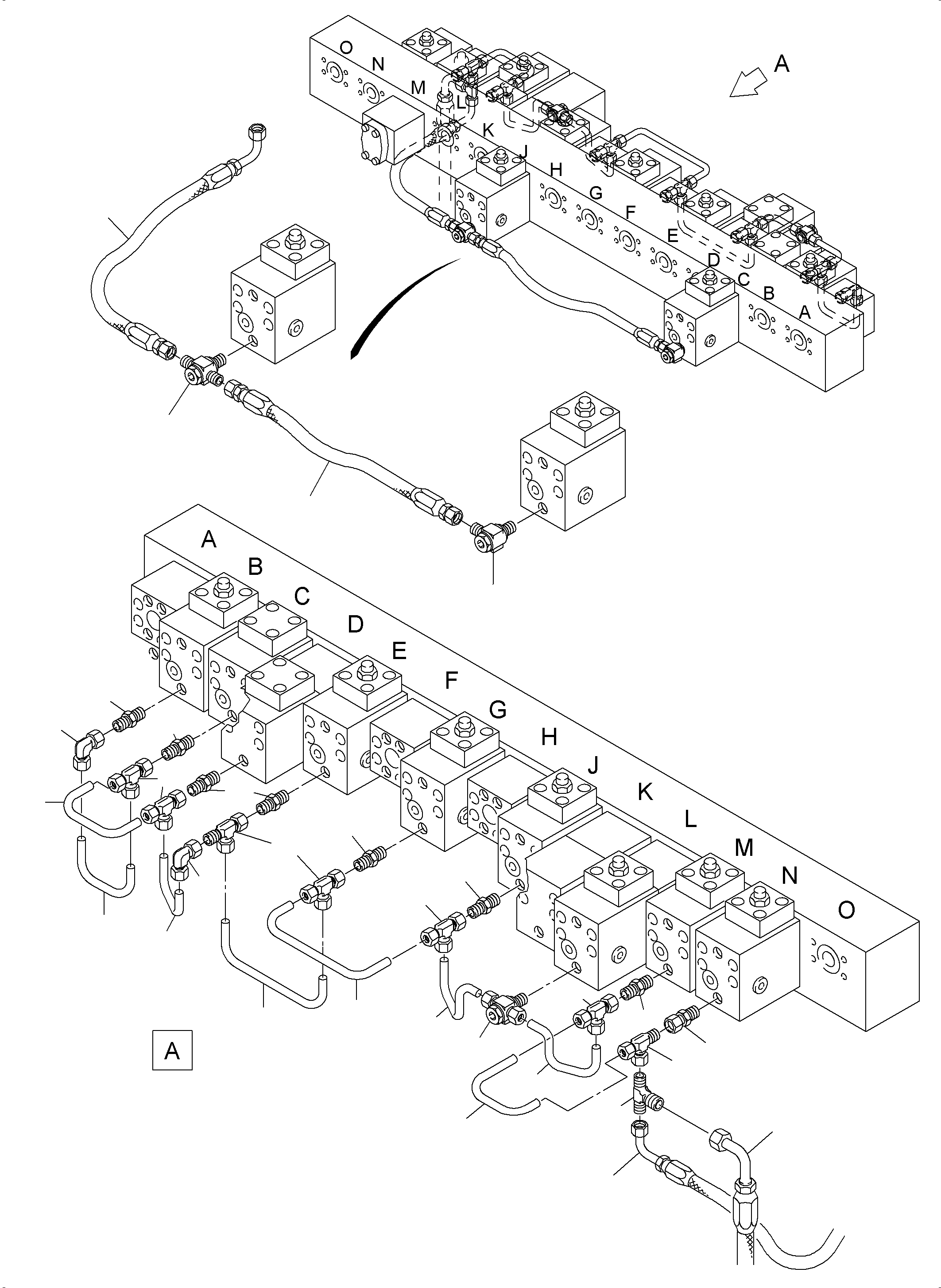 Komatsu parts book diagram for PC3000-6 S/N 46252: MANIFOLD (BE)
