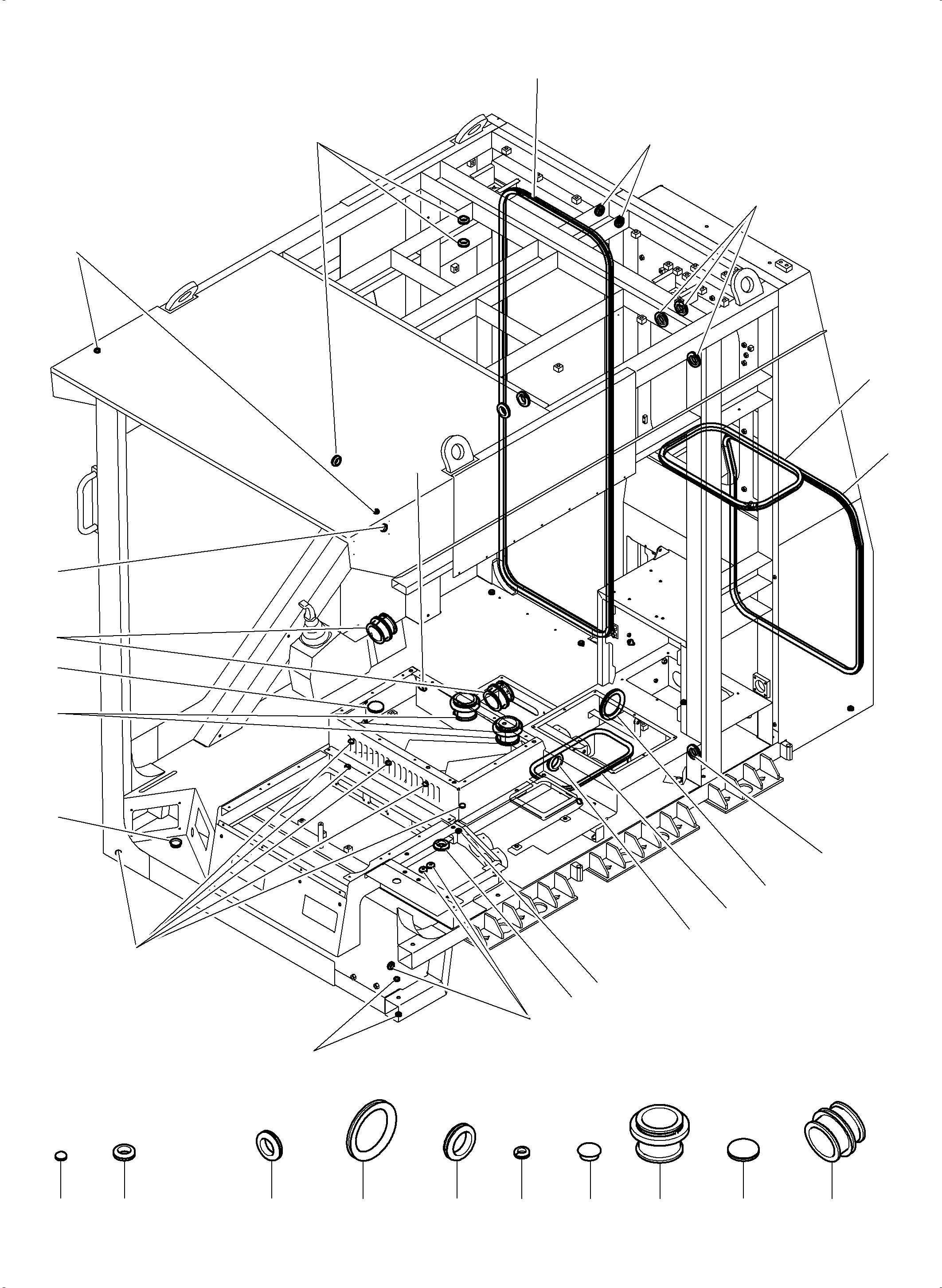 Komatsu parts book diagram for PC3000-6 S/N 46252: DRIVER'S CAB - COVERING