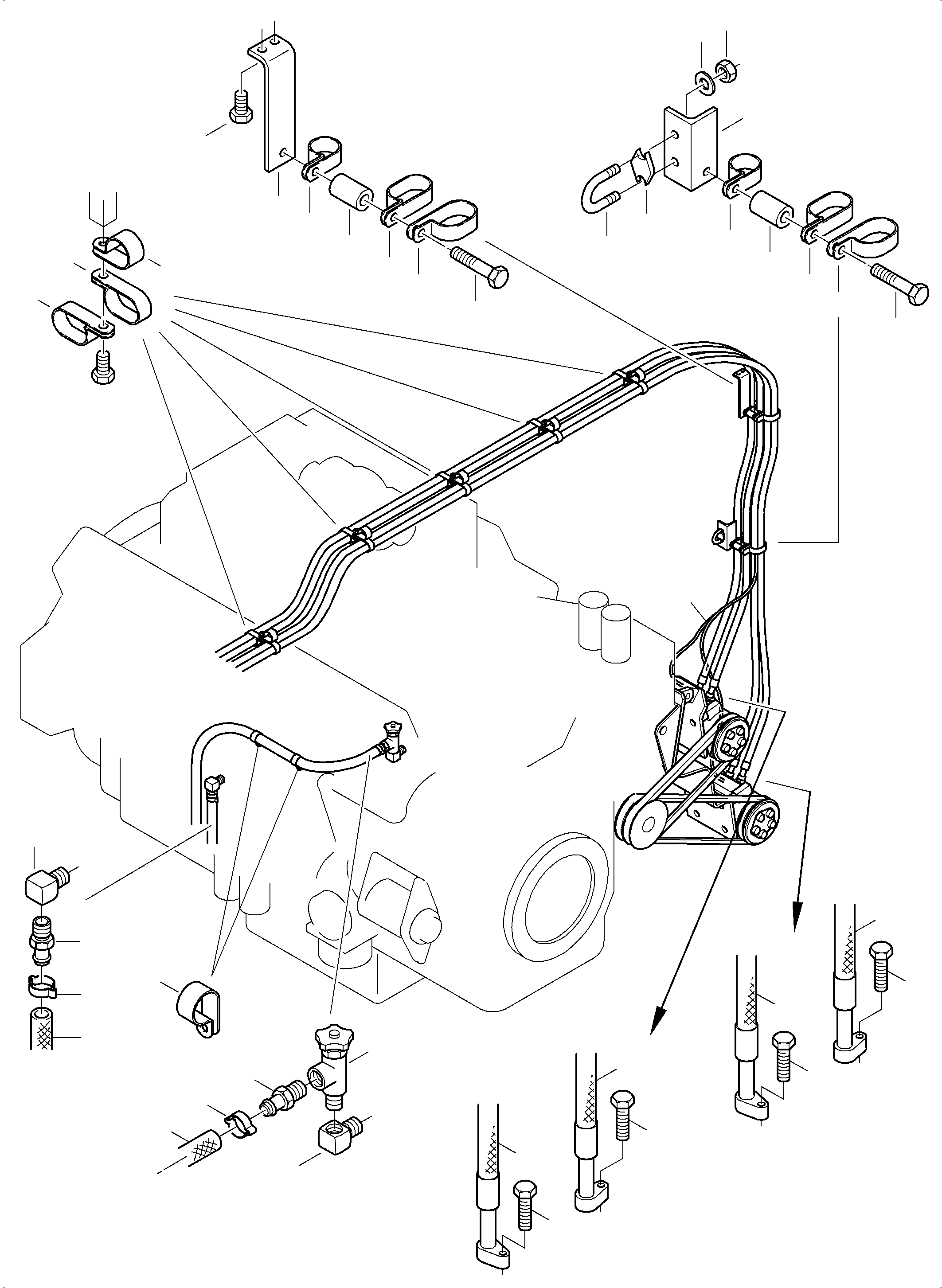Komatsu parts book diagram for PC3000-6 S/N 46252: LINES TO COMPRESSOR