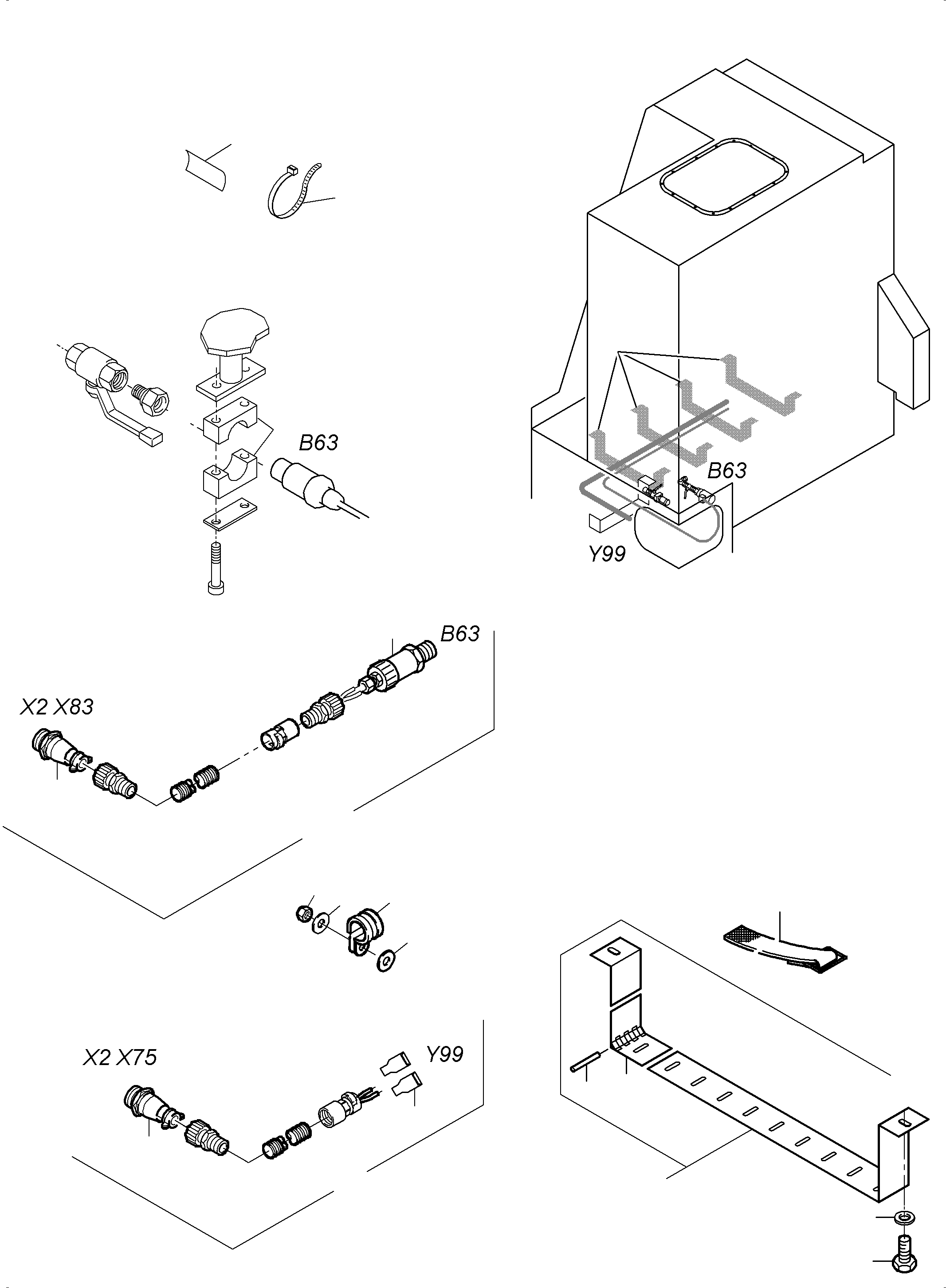 Komatsu parts book diagram for PC3000-6 S/N 46252: CABLES - TANK SENSOR - CHECK VALVE