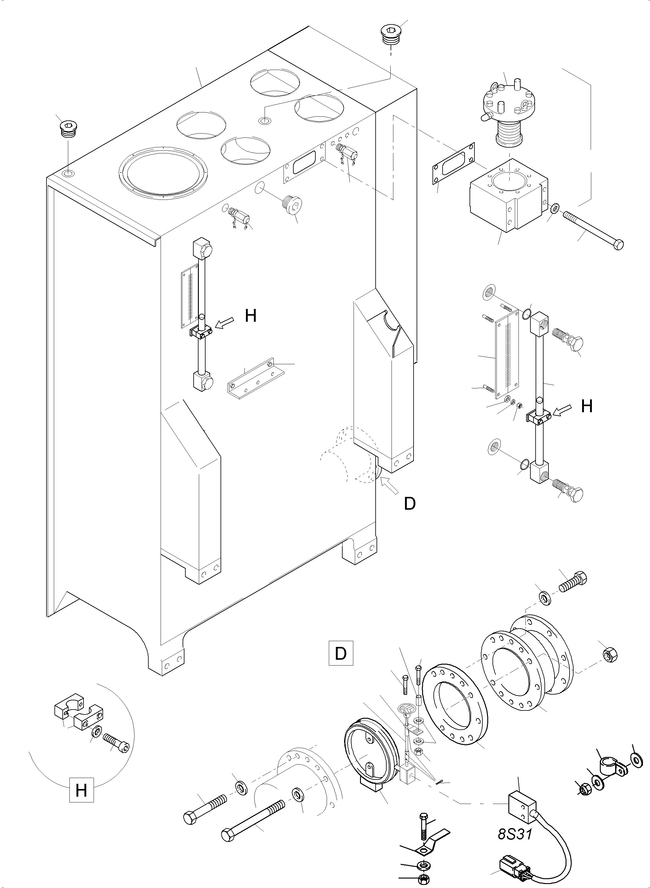 Komatsu parts book diagram for PC3000-6 S/N 46252: MAIN OIL TANK