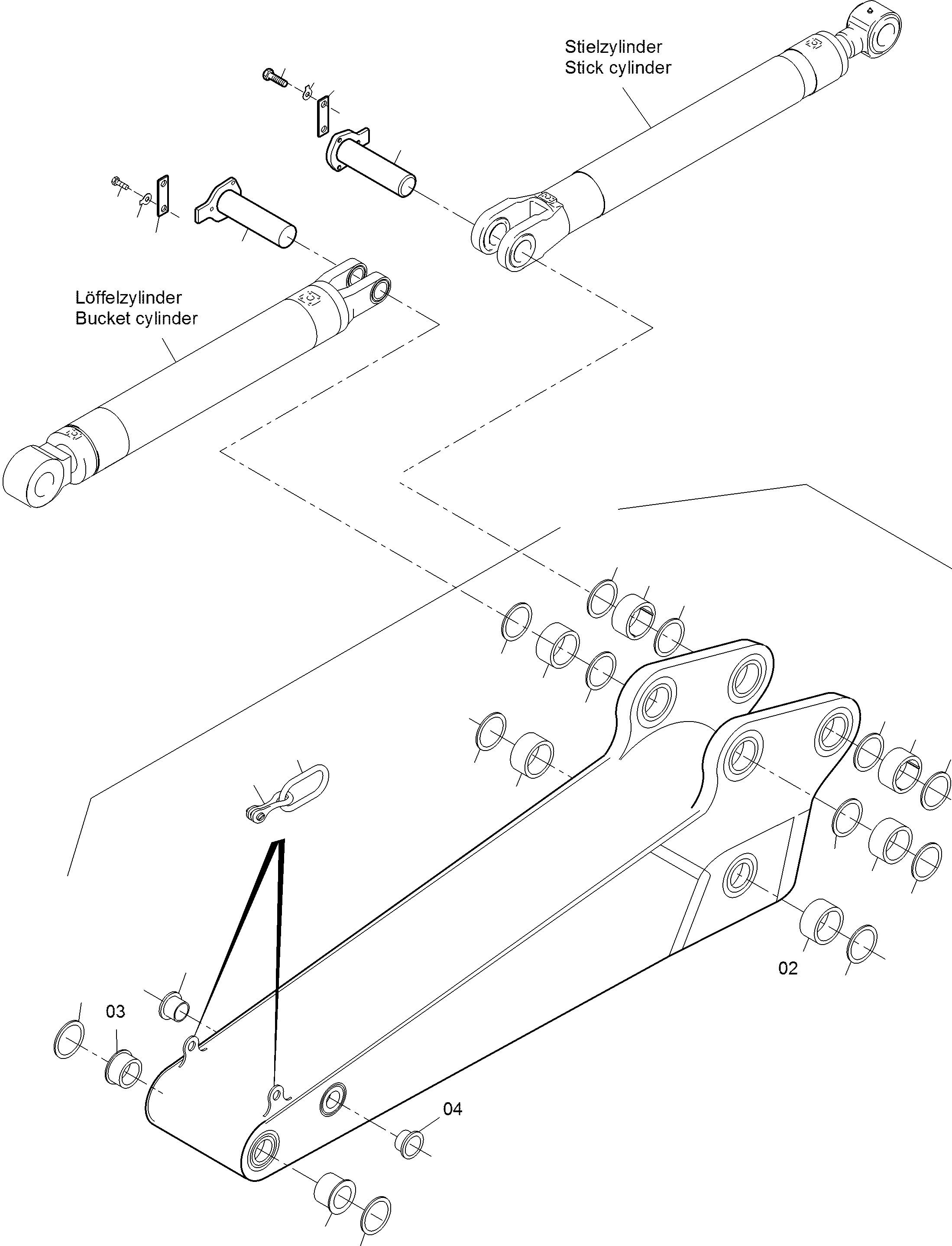 Komatsu parts book diagram for PC3000-6 S/N 46252: BACKHOE  STICK 4.0M