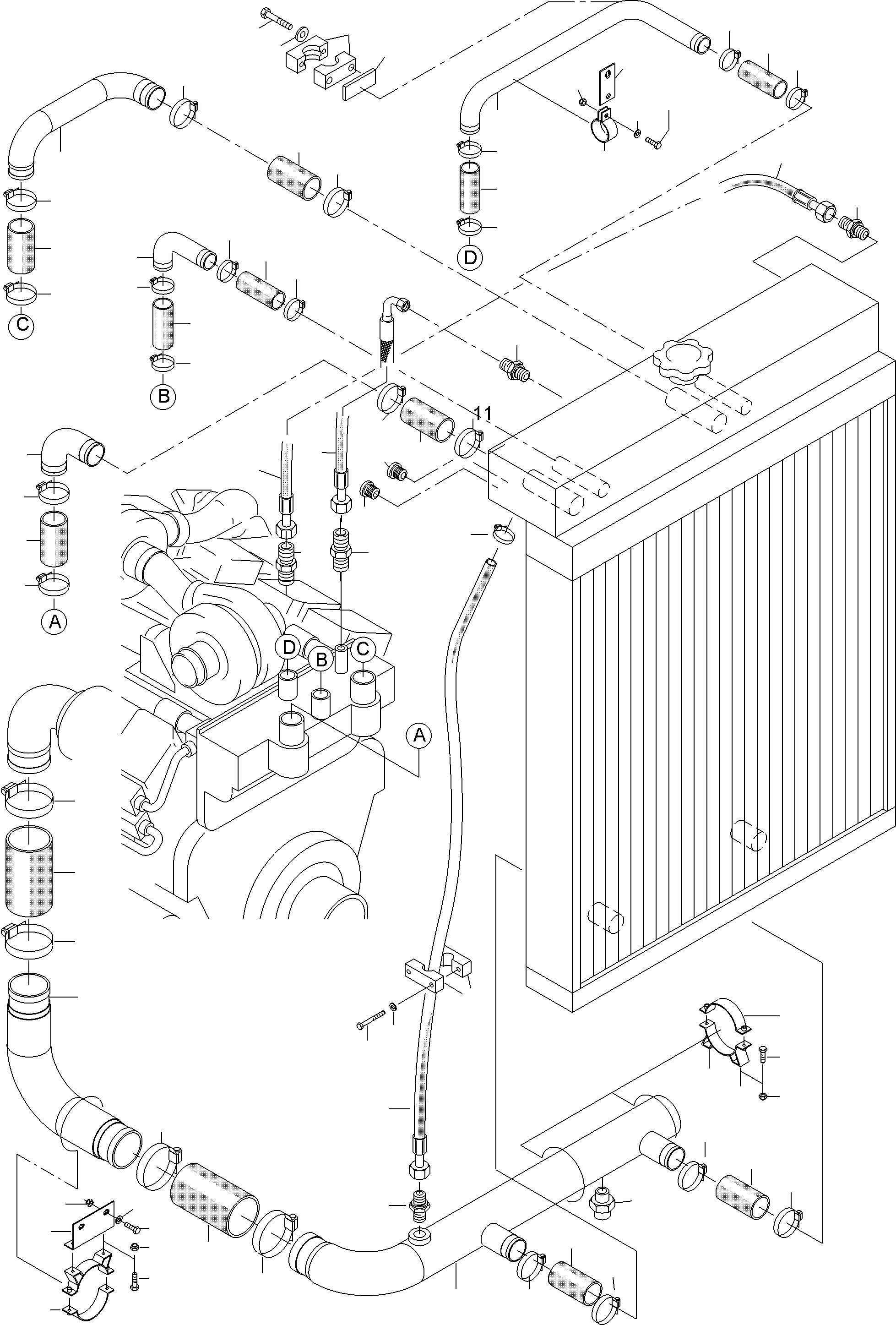 Komatsu parts book diagram for PC3000-6 S/N 46252: COOLANT LINES