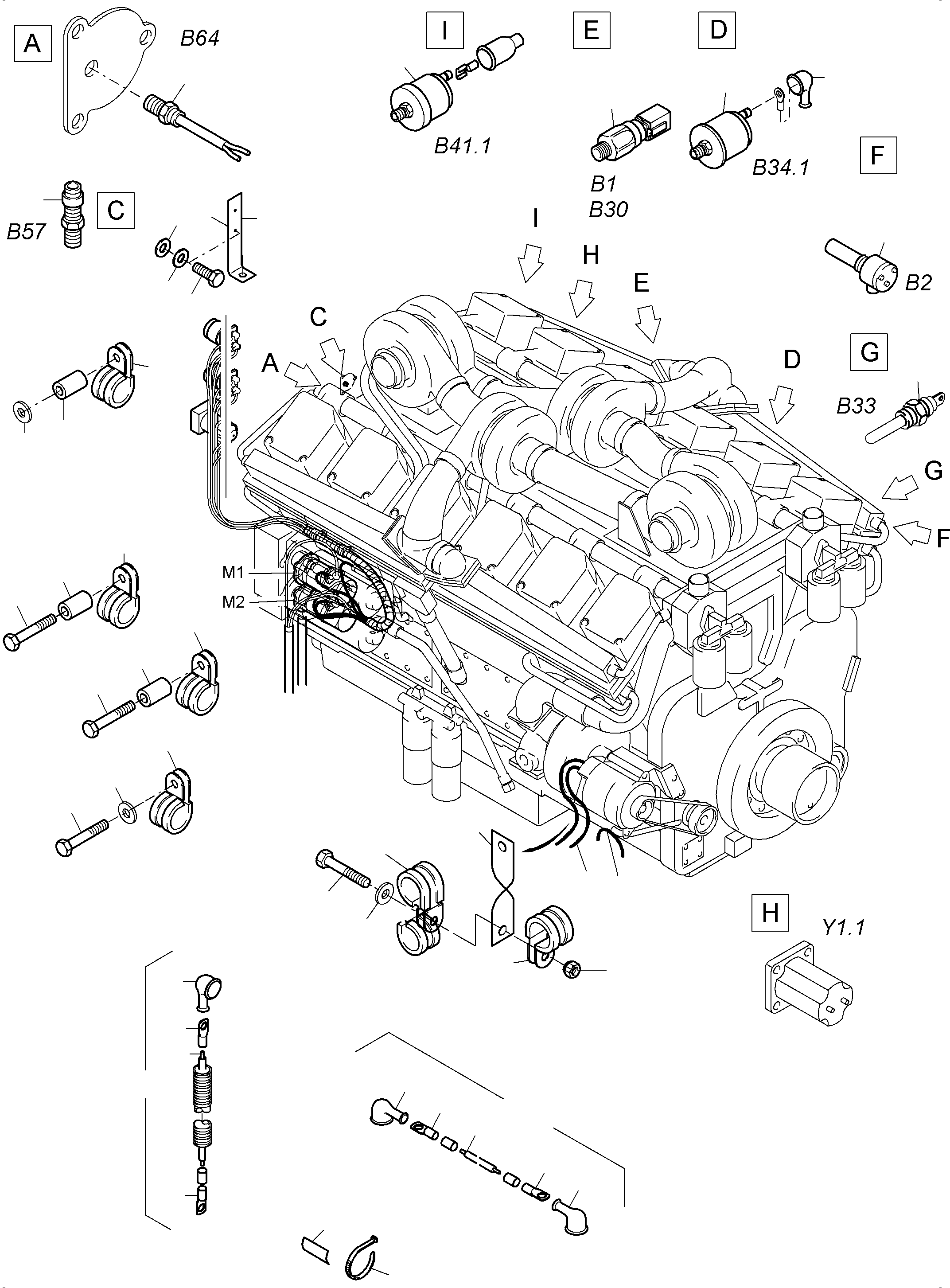 Komatsu parts book diagram for PC3000-6 S/N 46252: CABLES - ENGINE KOMTRAX