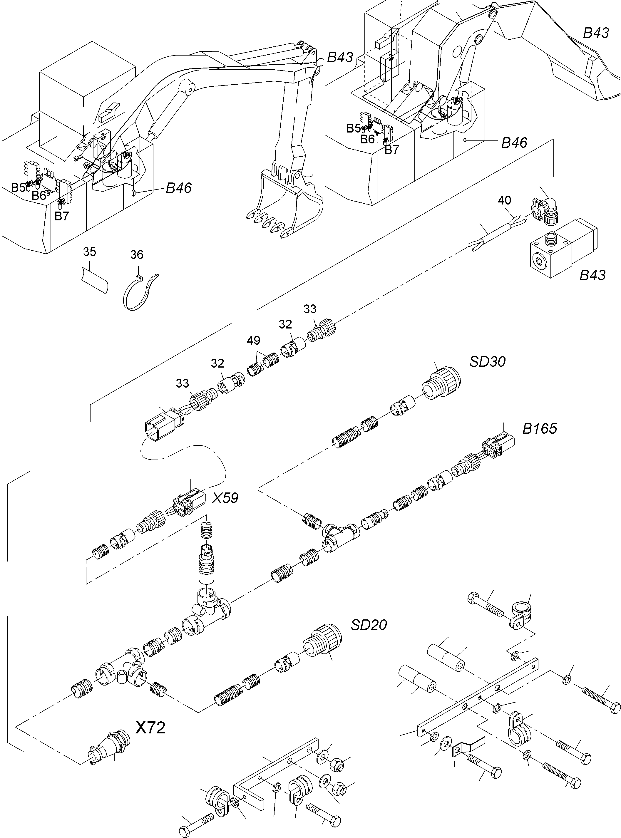 Komatsu parts book diagram for PC3000-6 S/N 46252: ELECTRICAL PARTS LUBRICATION