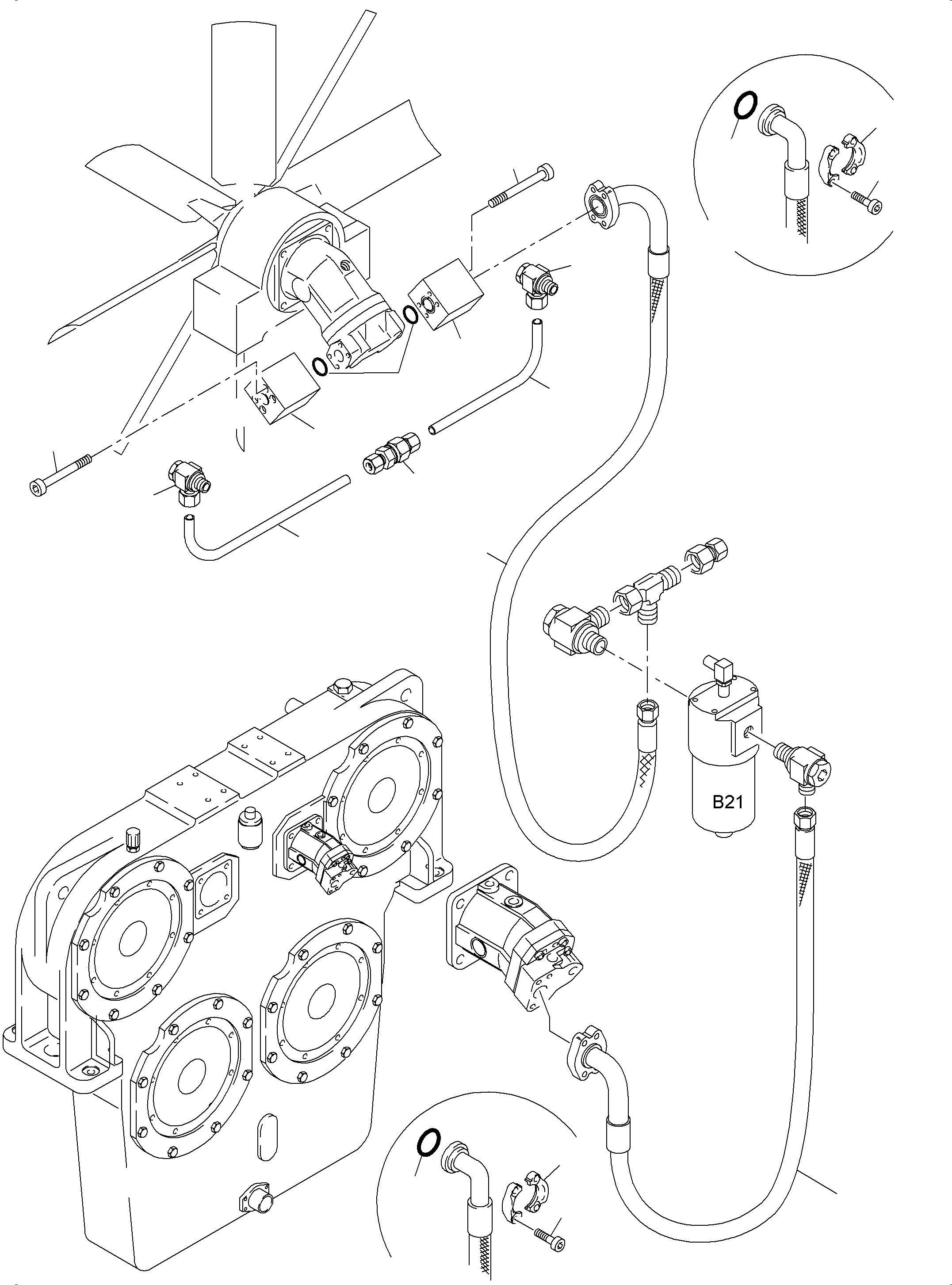 Excavators Mining Komatsu / PC4000-6 S/N 58102(G58102) / Lines - Fan Motors, Fan Pump (Radiator)(355-1820d : 355-1820d)