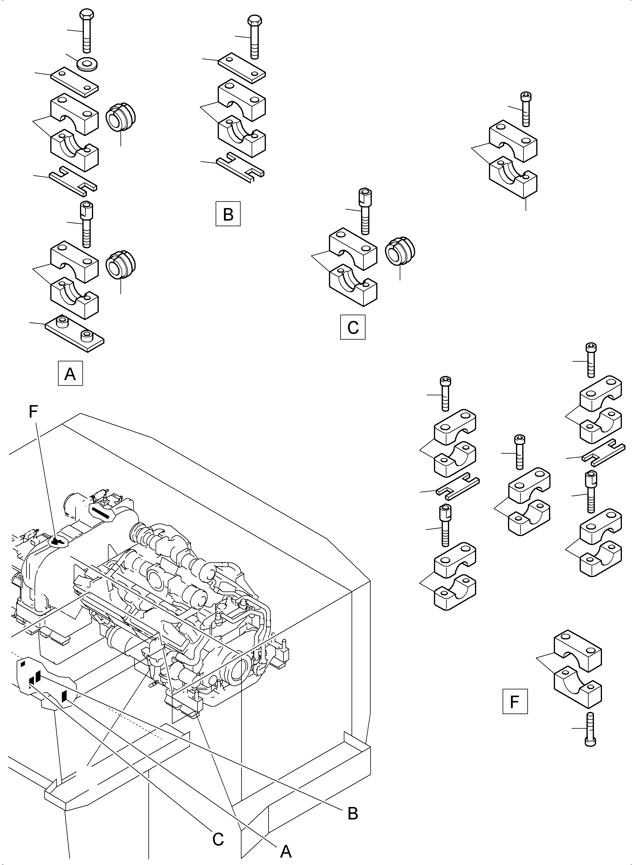 Excavators Mining Komatsu / PC4000-6 S/N 58105(G58105) / Mounting parts superstructure(355-1899c : 355-1899c)