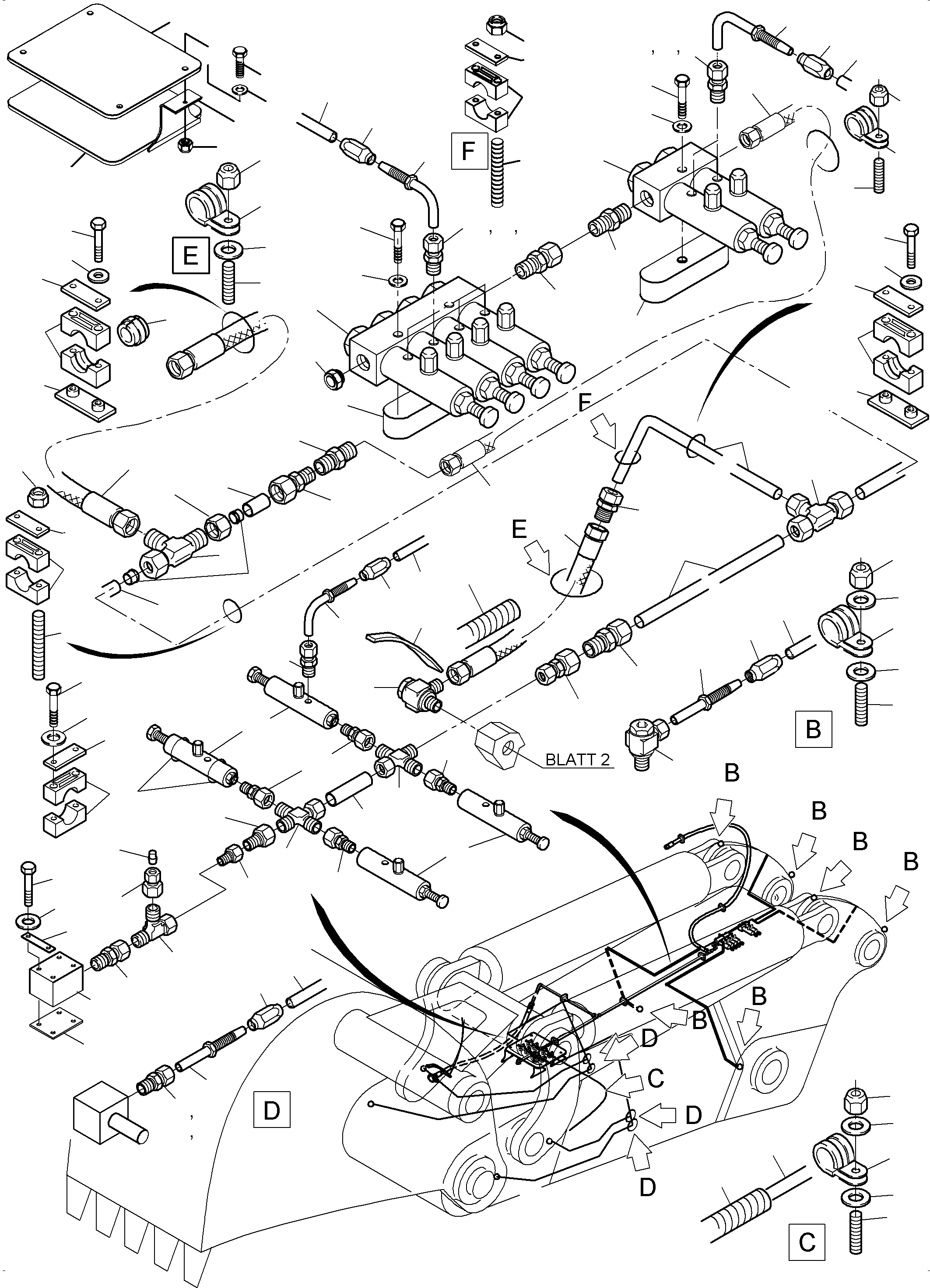 Excavators Mining Komatsu / PC4000-6 S/N 58106(G58106) / Stick - Lubrication 4,5 m(355-2372h : 355-2372h)