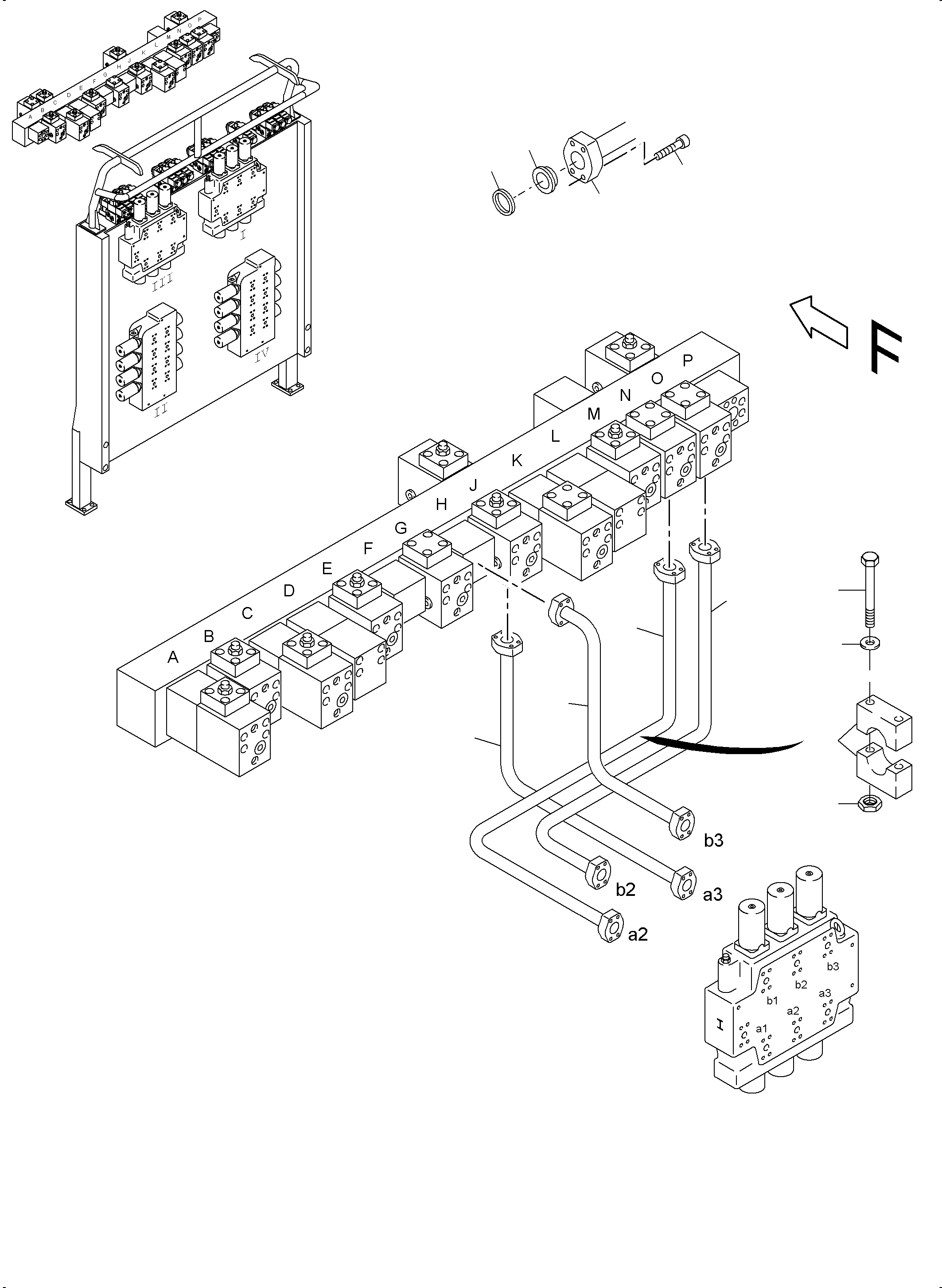 Excavators Mining Komatsu / PC4000-6 S/N 58113(G58113) / Pressure lines control blocks mainfold(355-1858d : 355-1858d)