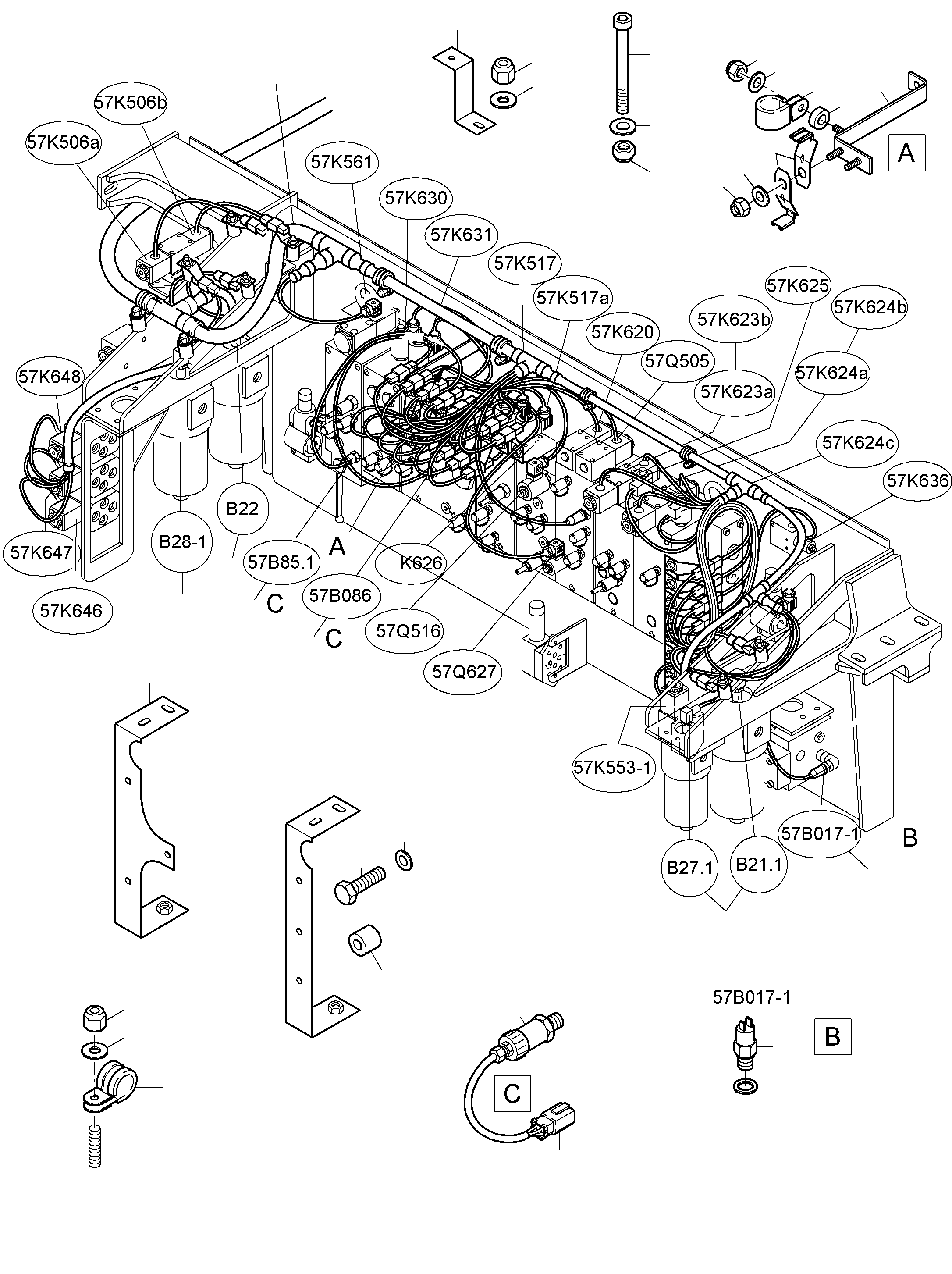 Excavators Mining Komatsu / PC4000-6 S/N 58121(G58121) / Cables - Control- and Filter Plate(355-2283d : 355-2283d)
