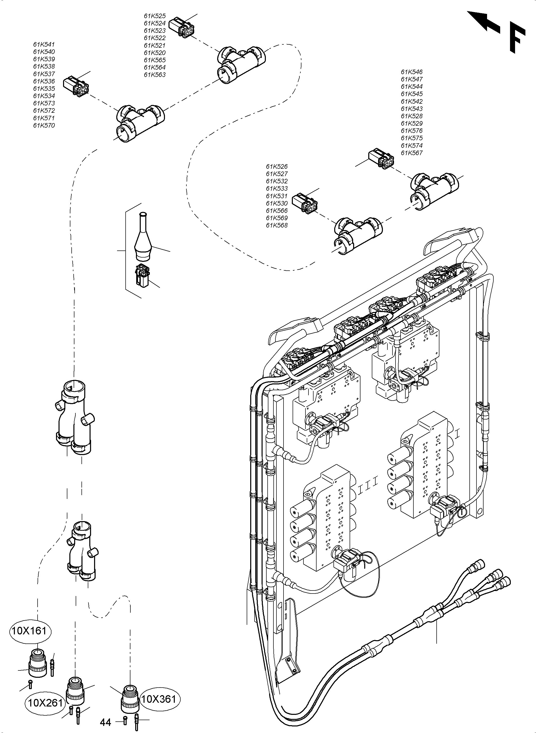 Komatsu parts book diagram for PC4000-6 S/N 58125: CABLES - CONTROL BLOCKS - H.P.-FILTER