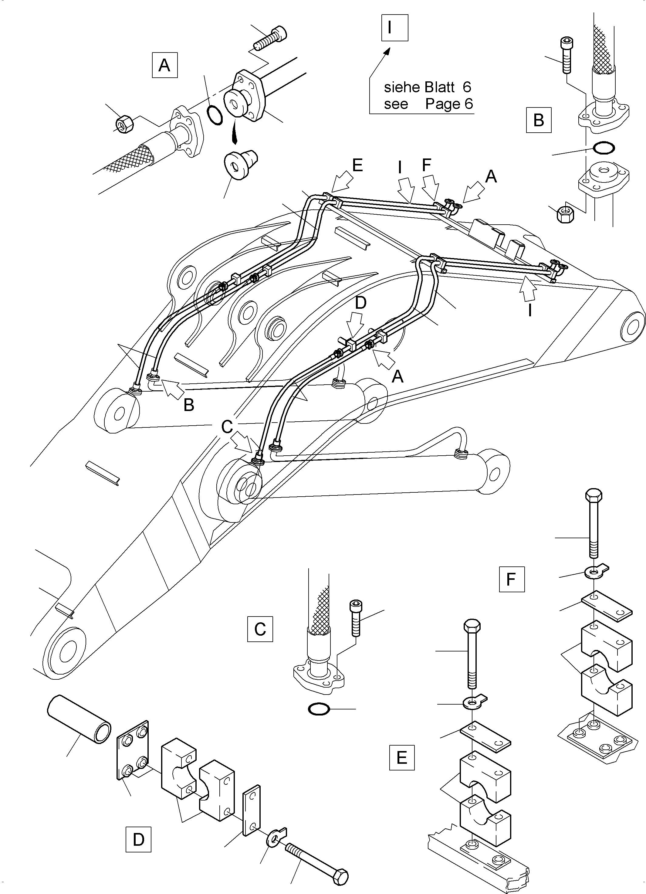 Komatsu parts book diagram for PC4000-6 S/N 58125: BOOM BACKHOE EQUIPMENT 9,75 M