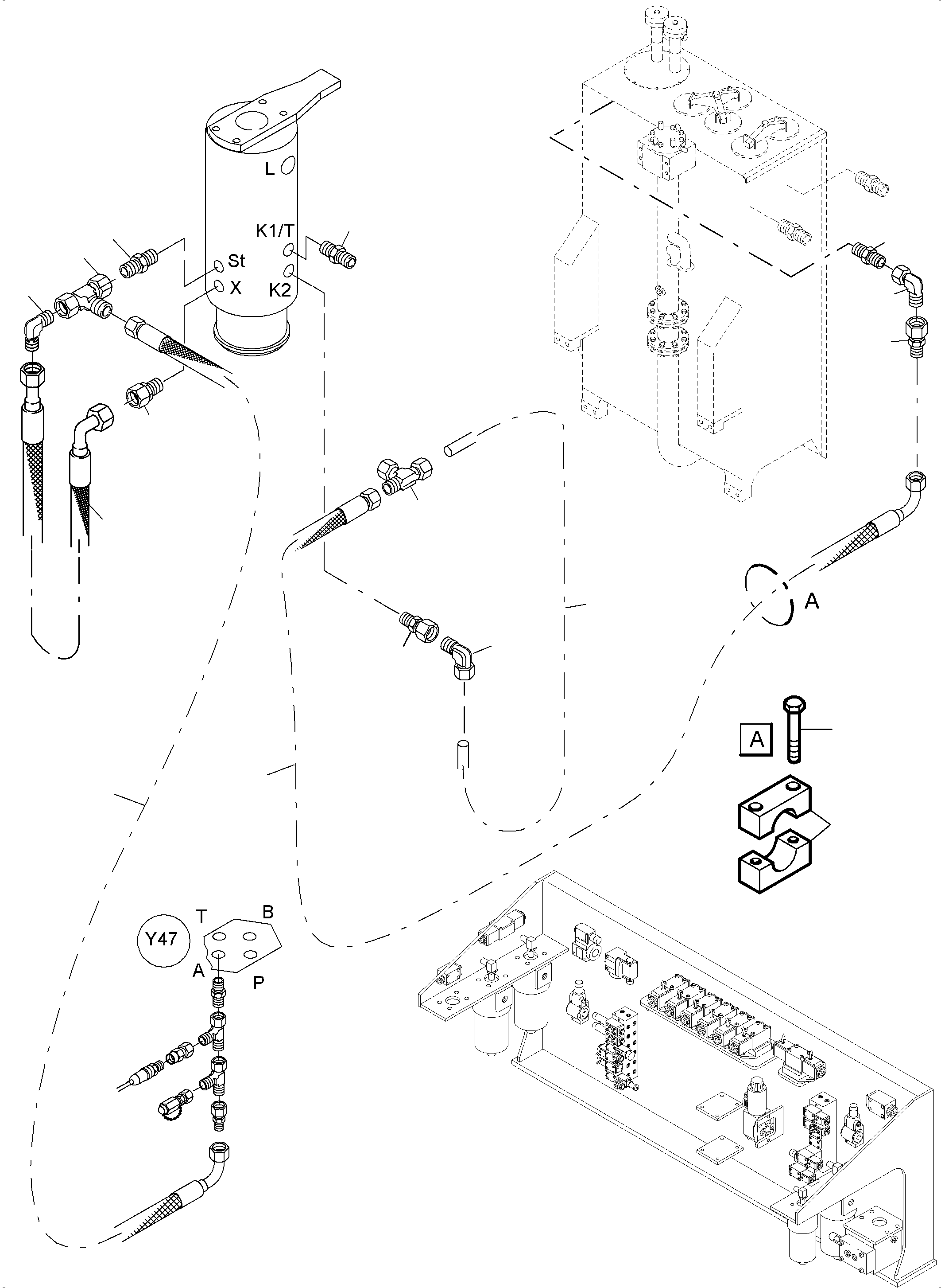 Komatsu parts book diagram for PC4000-6 S/N 58125: HYDRAULIC LINES, ROTARY JOINT