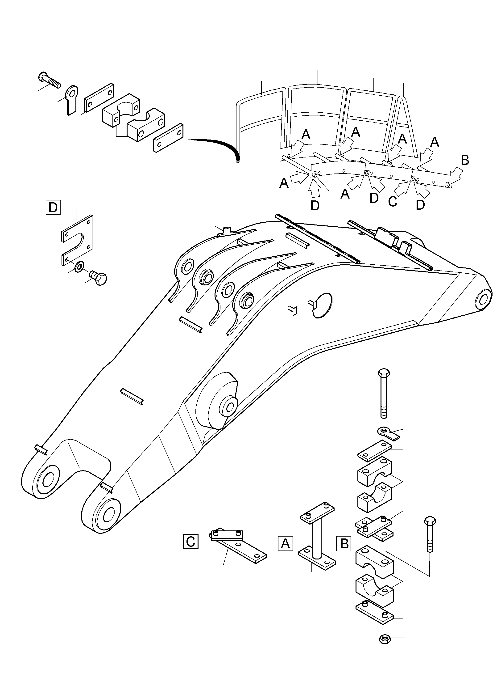 Komatsu parts book diagram for PC4000-6 S/N 58125: LADDER - BACKHOE BOOM 9,75 M