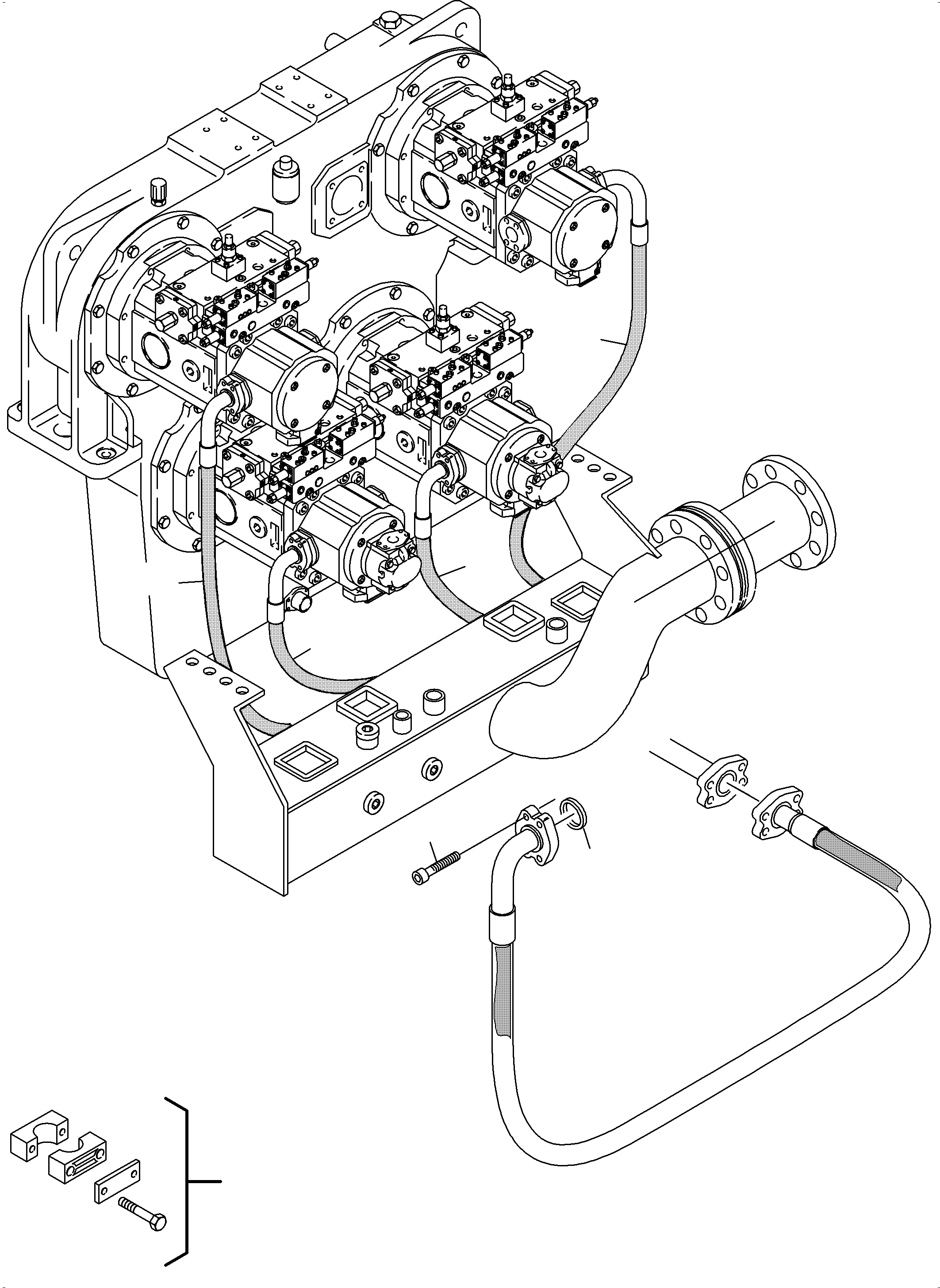 Komatsu parts book diagram for PC4000-6 S/N 58125: PRESSURE LINES - MAIN PUMPS - H.P.-FILTER