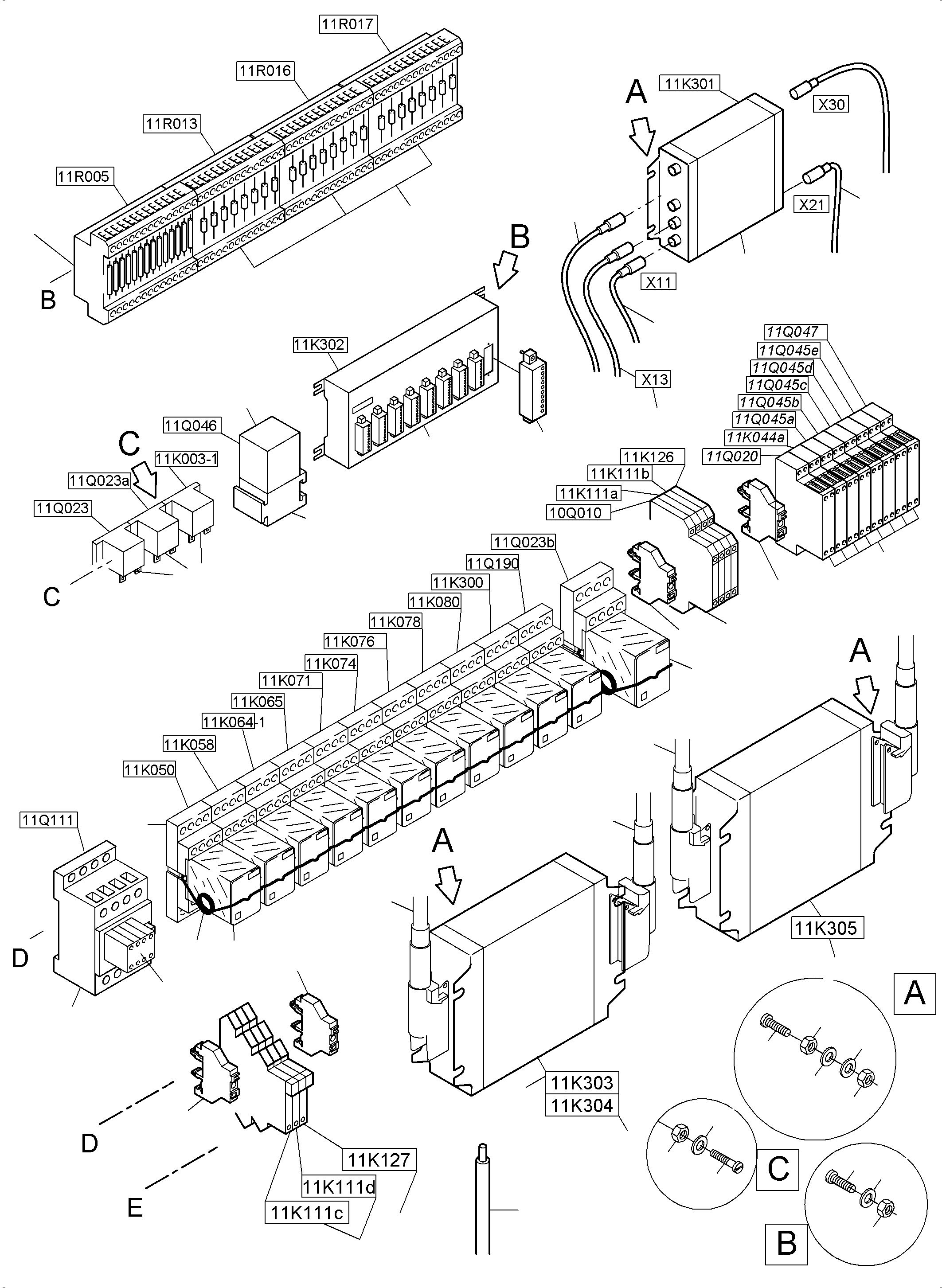 Komatsu parts book diagram for PC4000-6 S/N 58125: SWITCH FRAMING X2 LOCATION 11