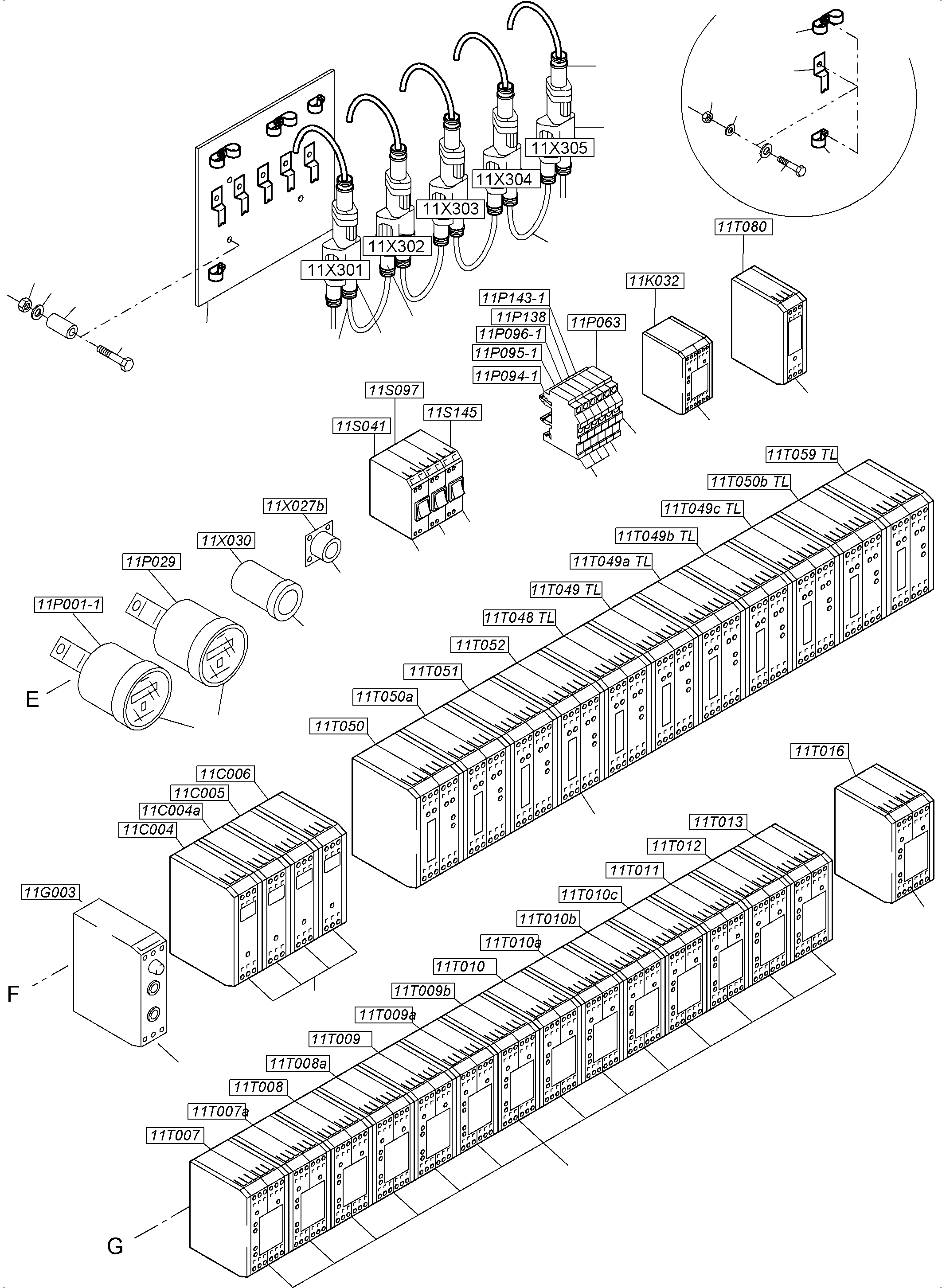 Komatsu parts book diagram for PC4000-6 S/N 58125: SWITCH FRAMING X2 LOCATION 11