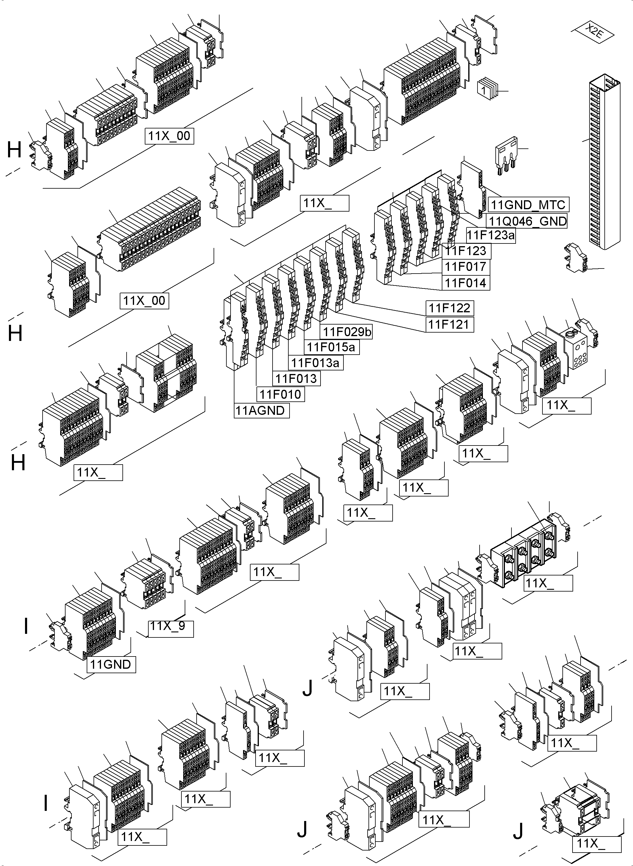 Komatsu parts book diagram for PC4000-6 S/N 58125: SWITCH FRAMING X2 LOCATION 11