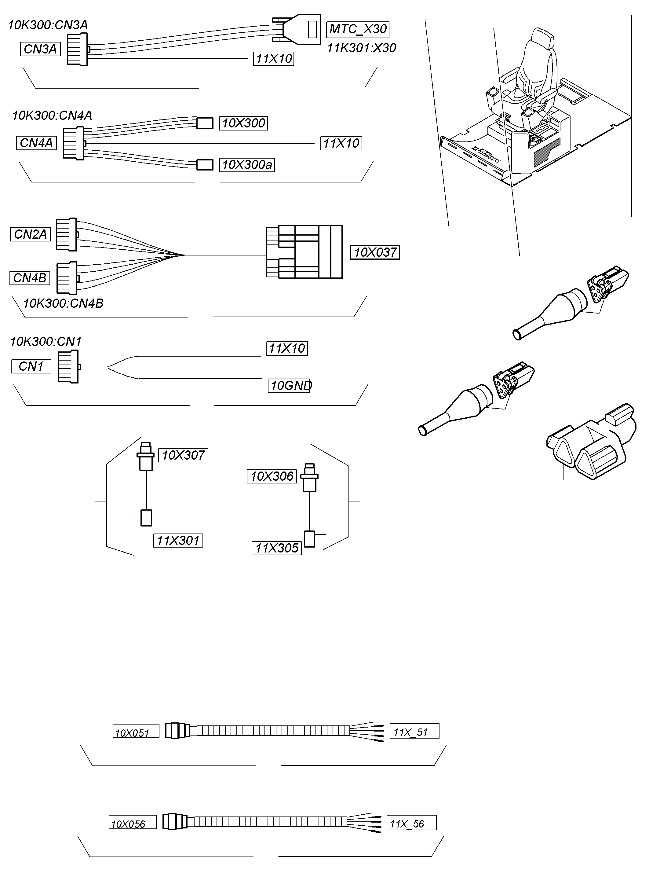 Komatsu parts book diagram for PC4000-6 S/N 58125: CABLE CONTROLLER - CAB SUPPORT
